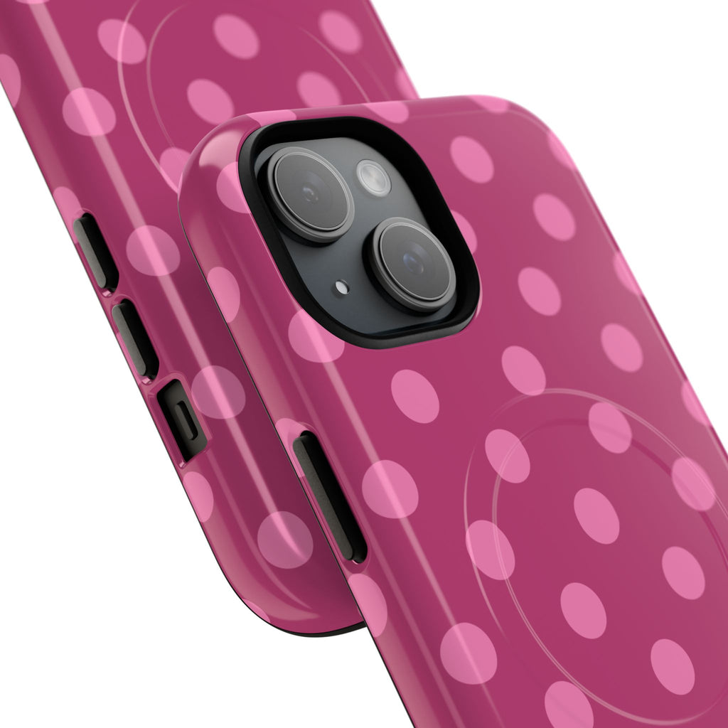 Pink Polka Dot Tough Magnetic Case | Phone Cover, MagSafe Compatible
