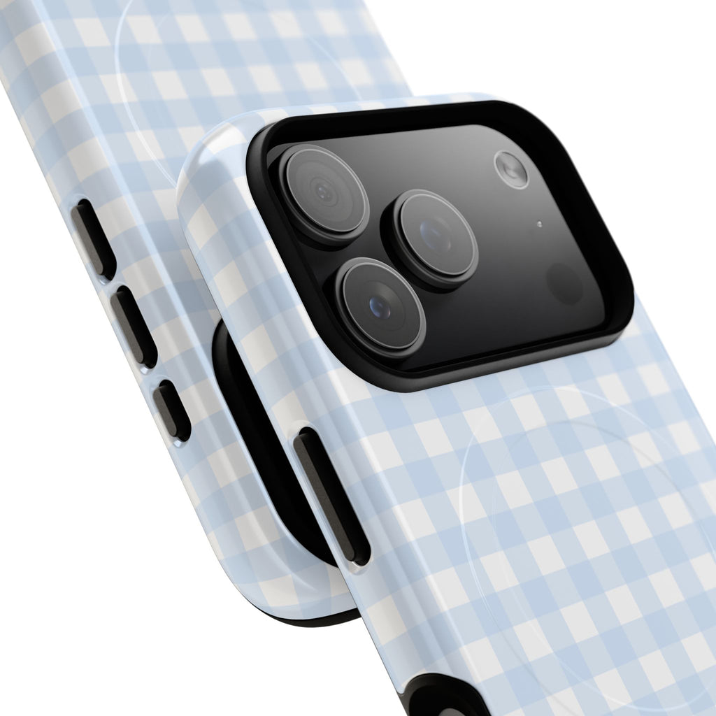 Blue Gingham Check Tough Phone Case | Plaid iPhone Cover