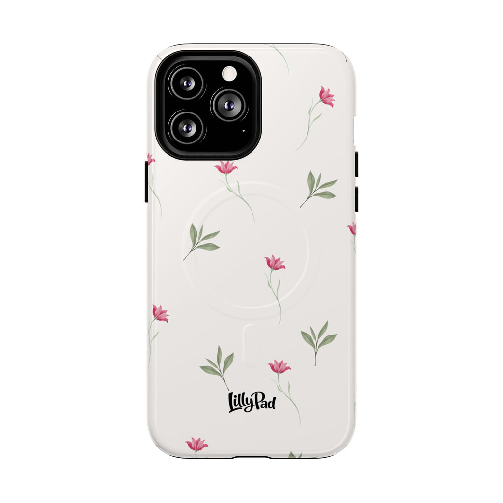 Minimal Pink Wildflowers Phone Case | Magnetic Case