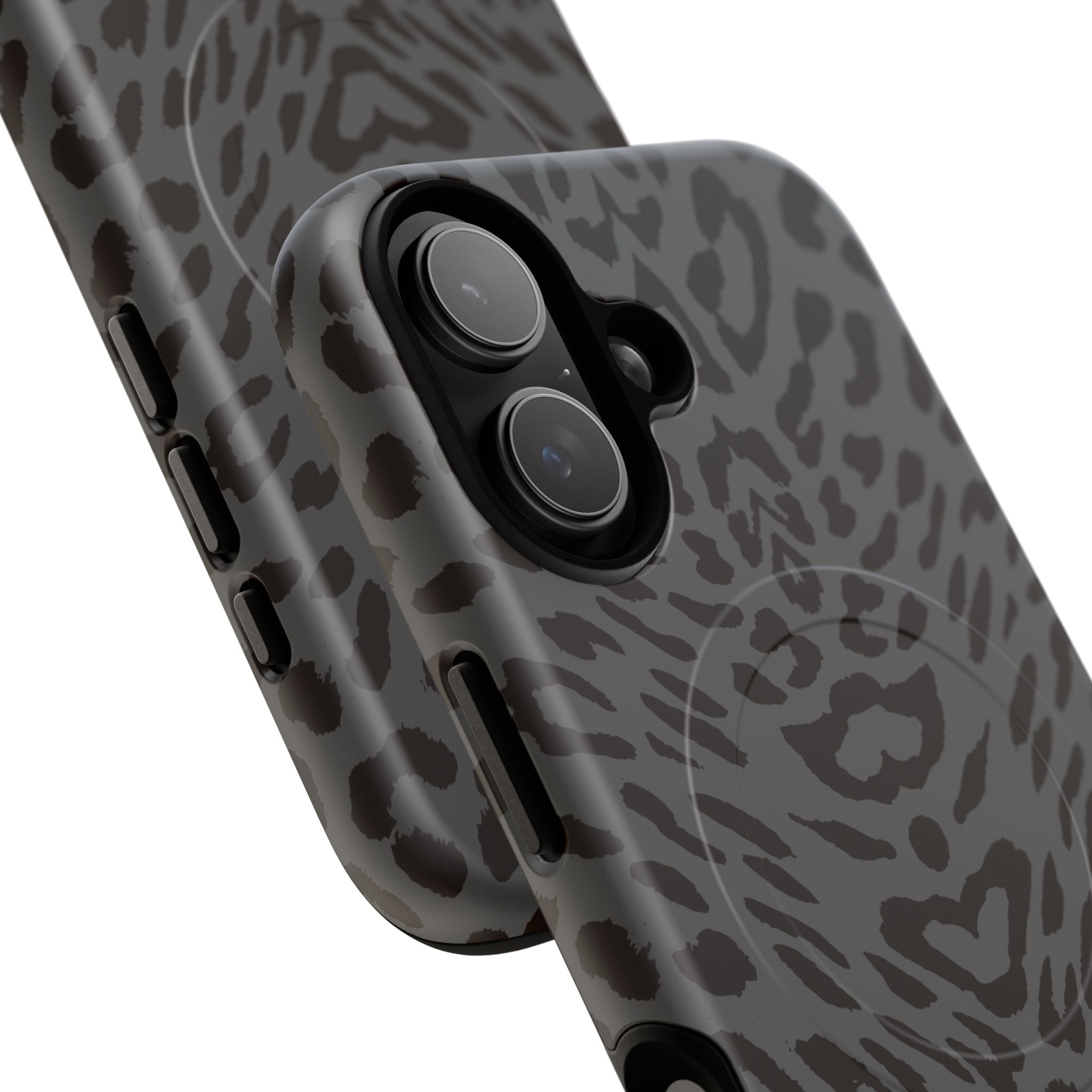 Leopard Print Magnetic Phone Case | Tough Magnetic Case, Black Animal Pattern