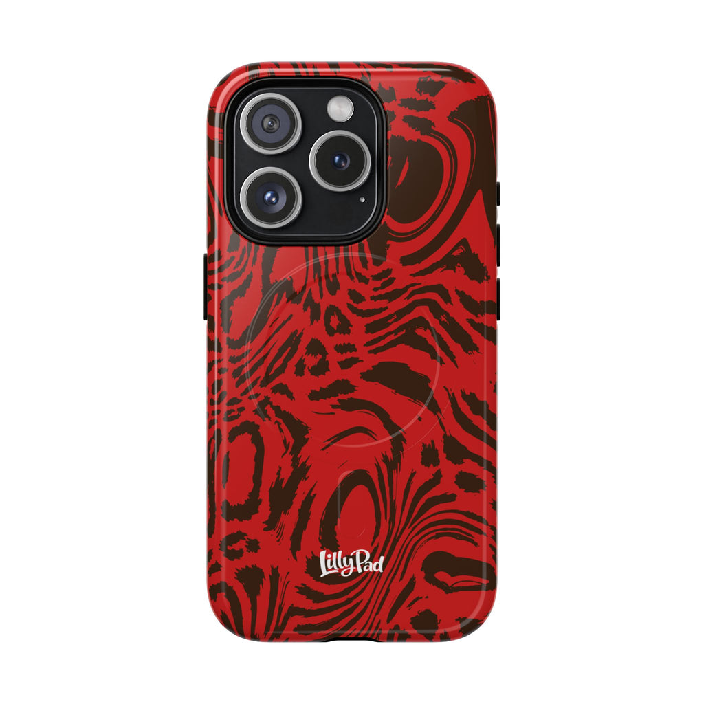 Red Black Swirl Pattern Phone Case | Tough Magnetic Case