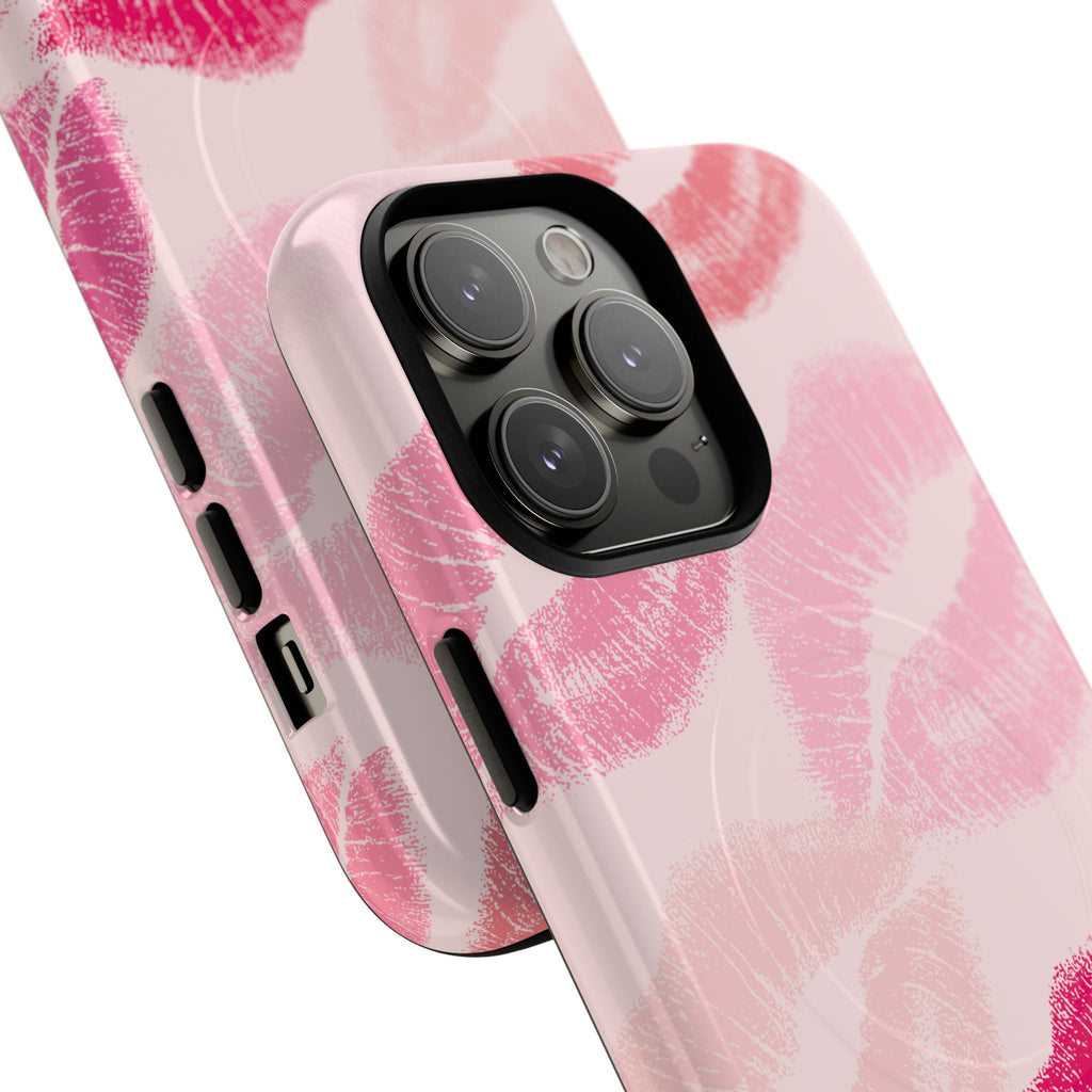 Pink Kiss Lip Print Phone Case | Tough Magnetic Case