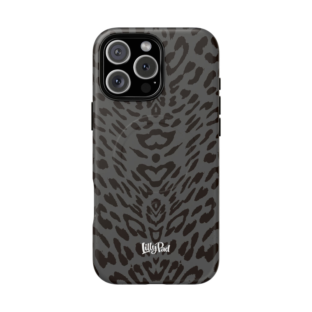 Leopard Print Magnetic Phone Case | Tough Magnetic Case, Black Animal Pattern