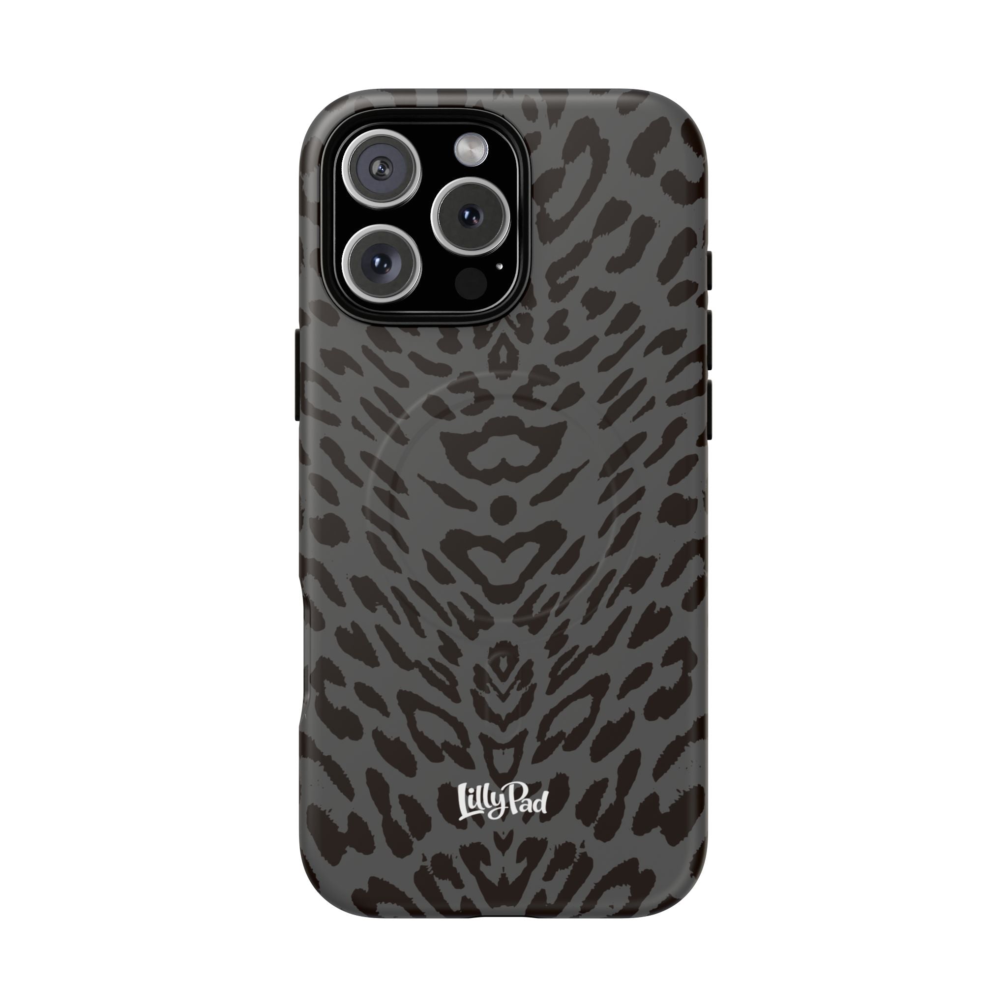 Leopard Print Magnetic Phone Case | Tough Magnetic Case, Black Animal Pattern