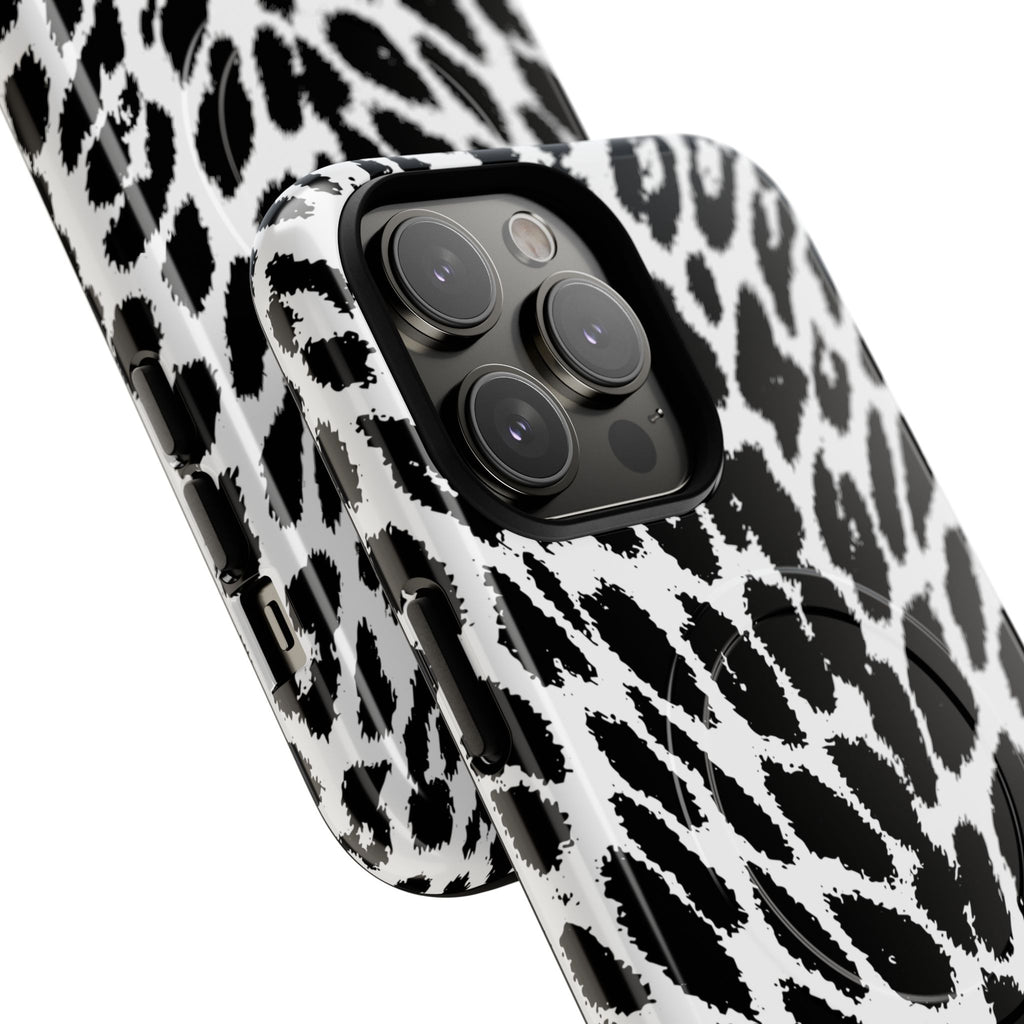 Black White Leopard Print Phone Case | Tough Magnetic Case