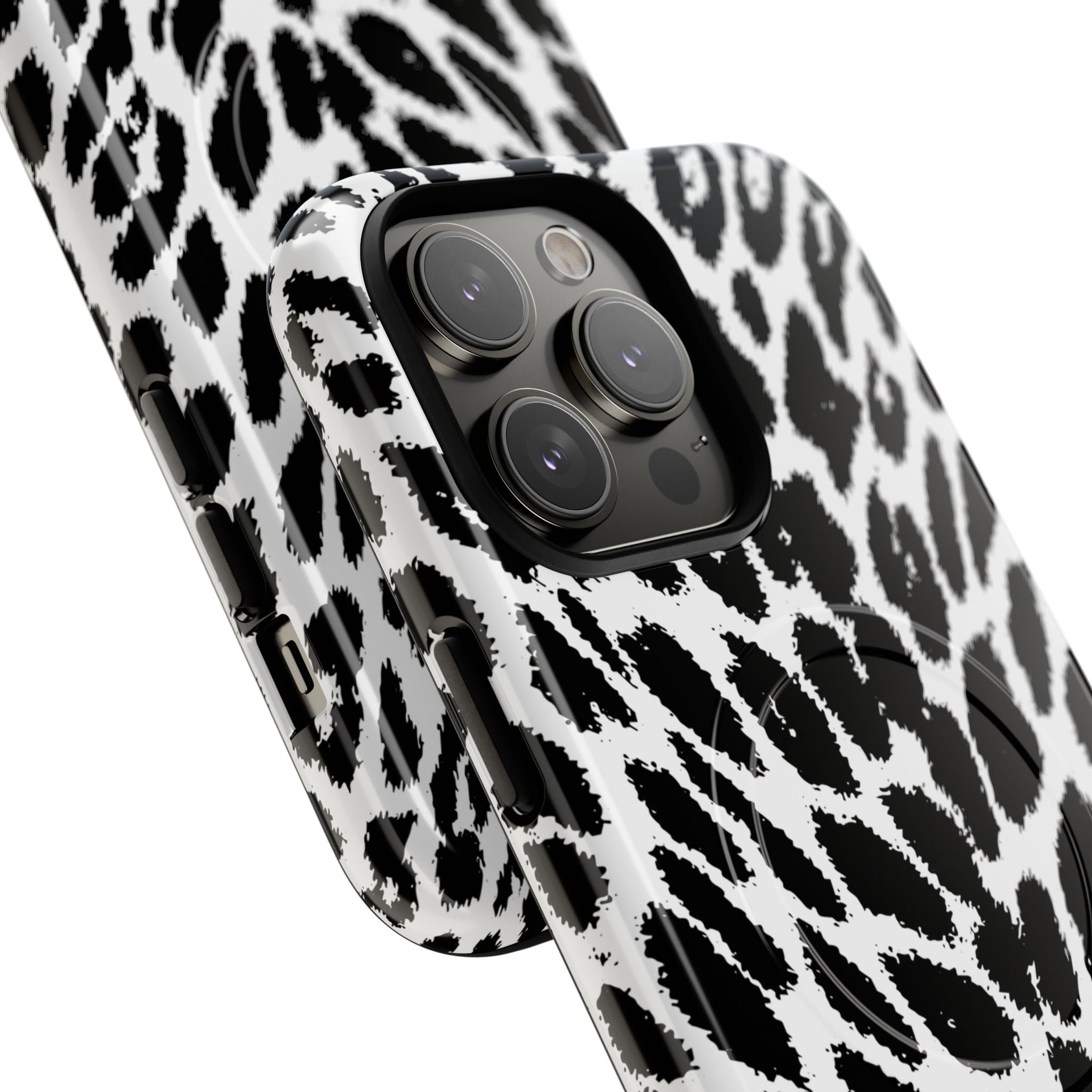 Black White Leopard Print Phone Case | Tough Magnetic Case