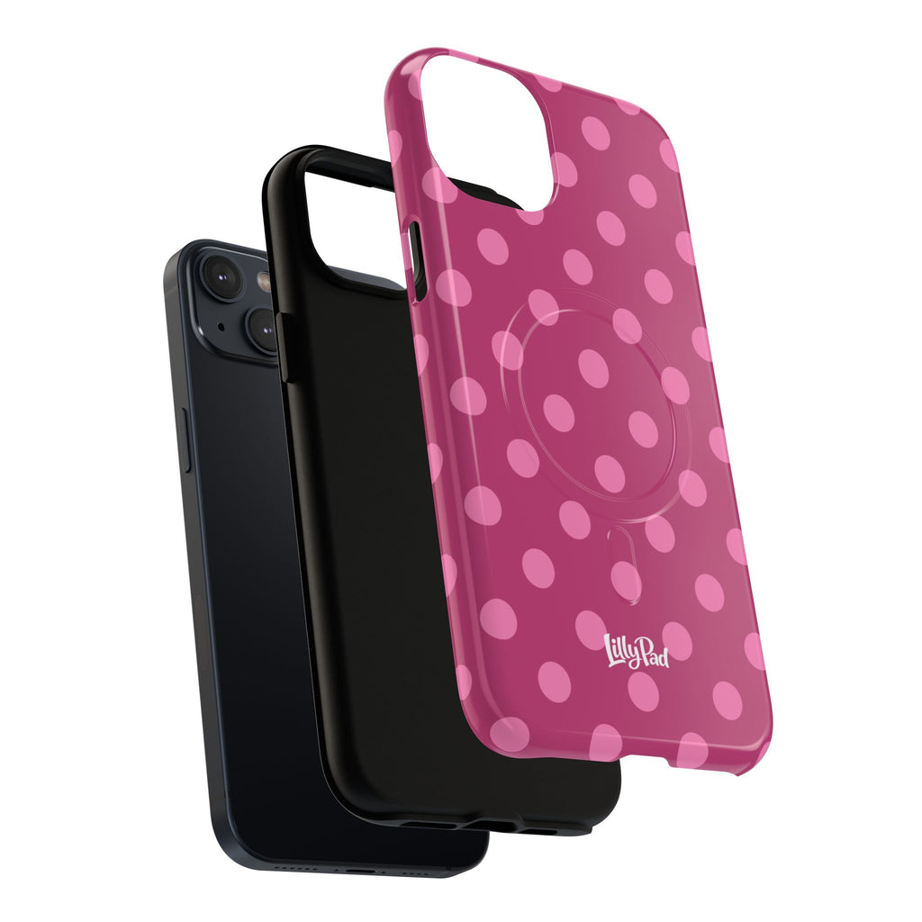 Pink Polka Dot Tough Magnetic Case | Phone Cover, MagSafe Compatible