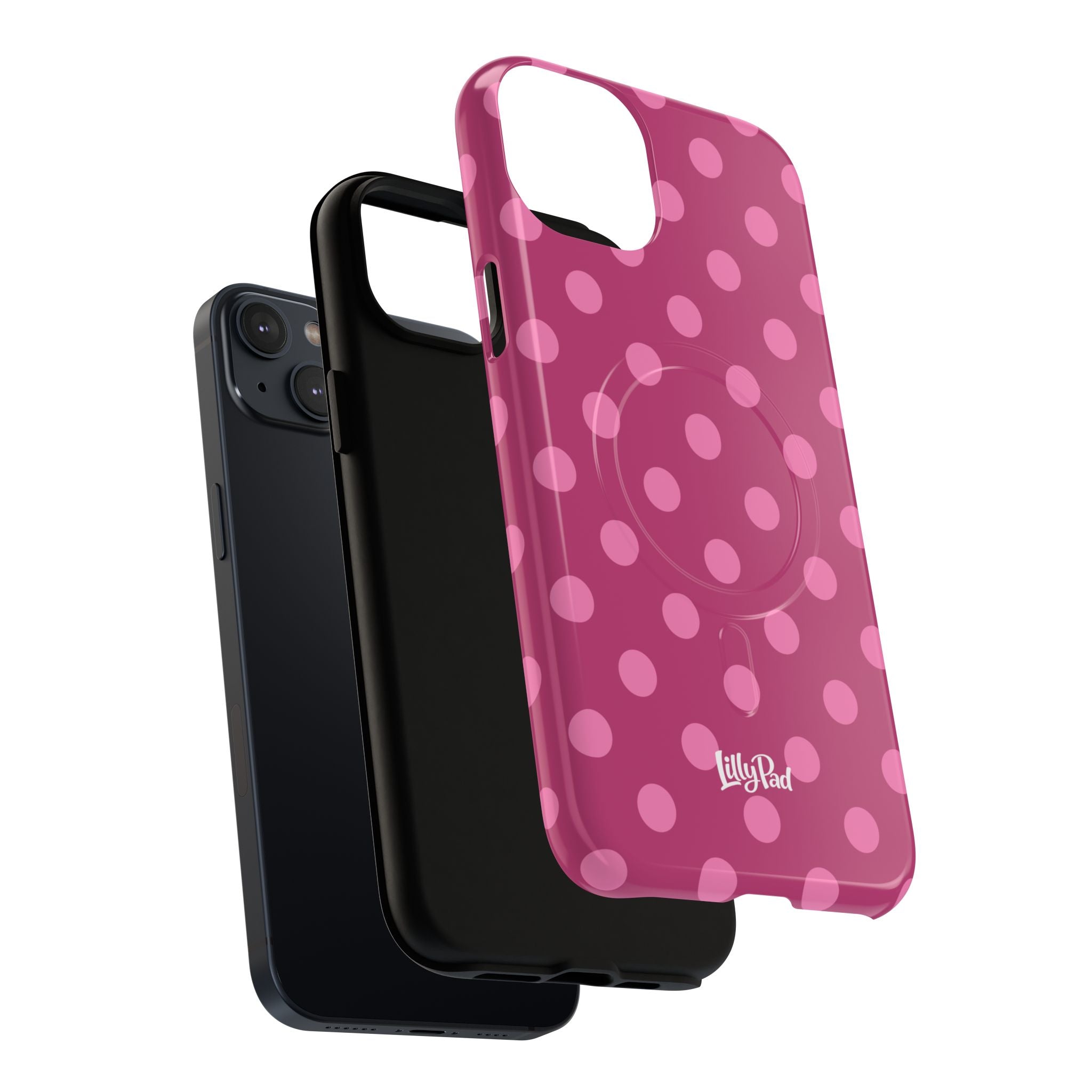 Pink Polka Dot Tough Magnetic Case | Phone Cover, MagSafe Compatible