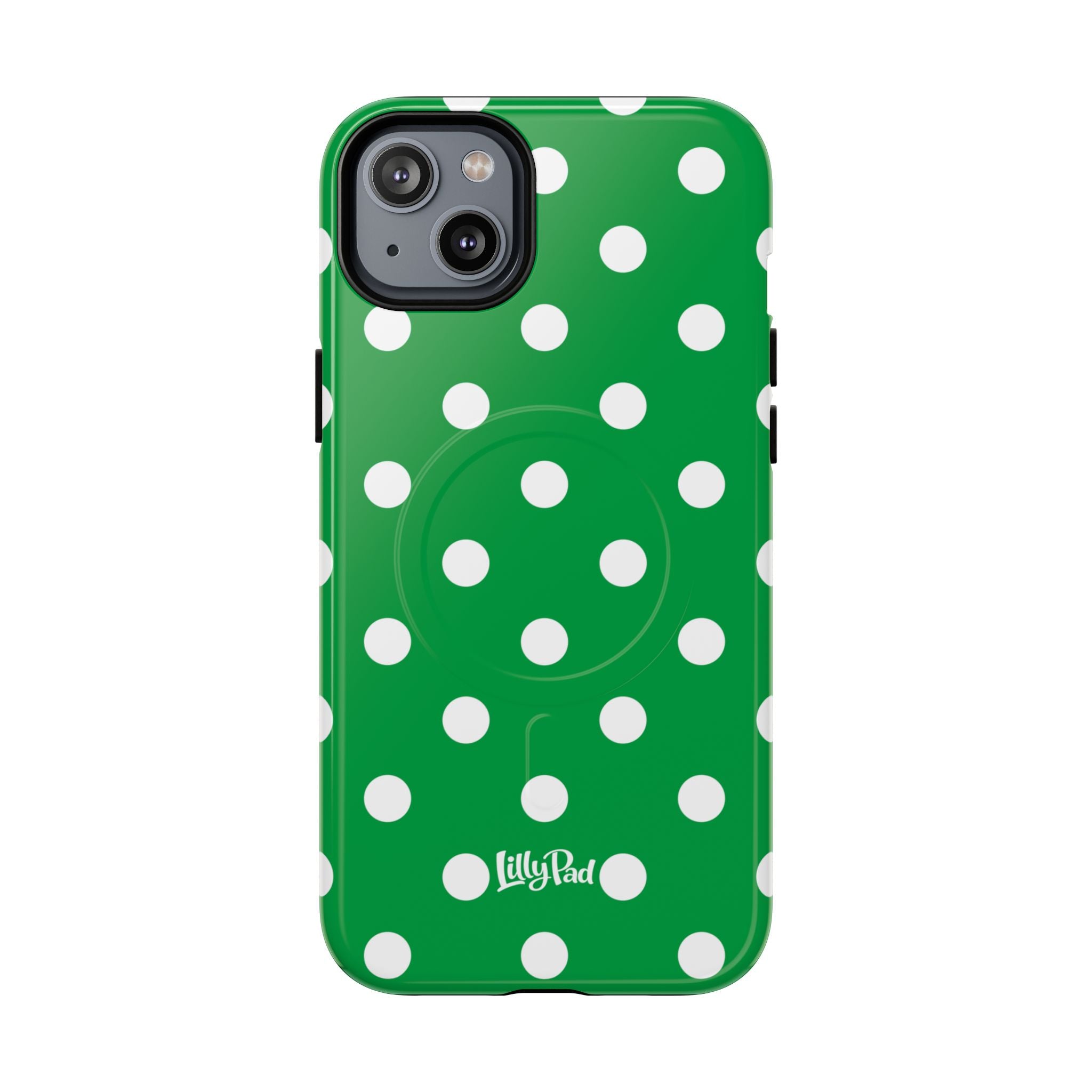 White Polka Dot Green Phone Case | Tough Magnetic Case