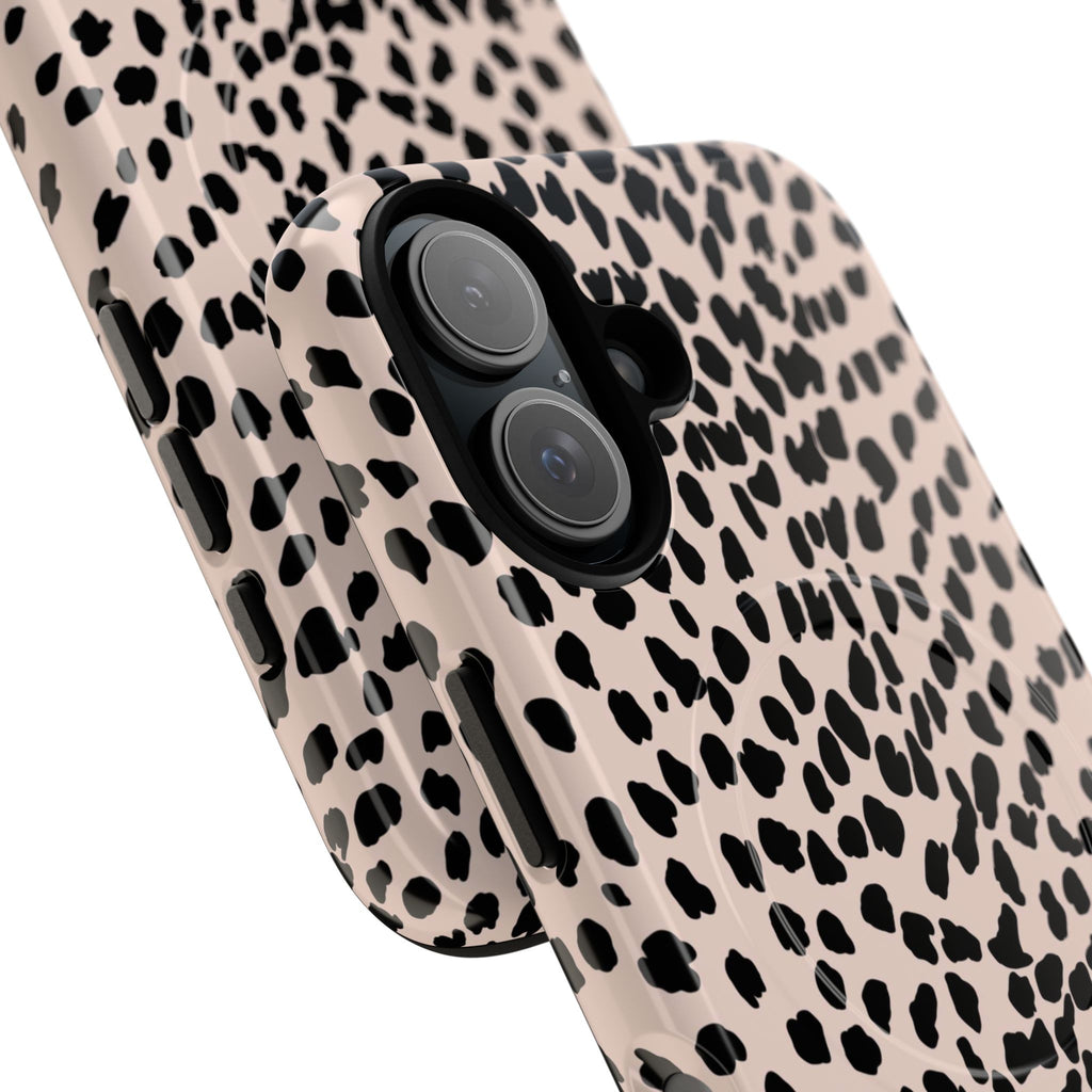 Leopard Print Phone Case Tough Magnetic Case | Pink Black Spot iPhone Cover