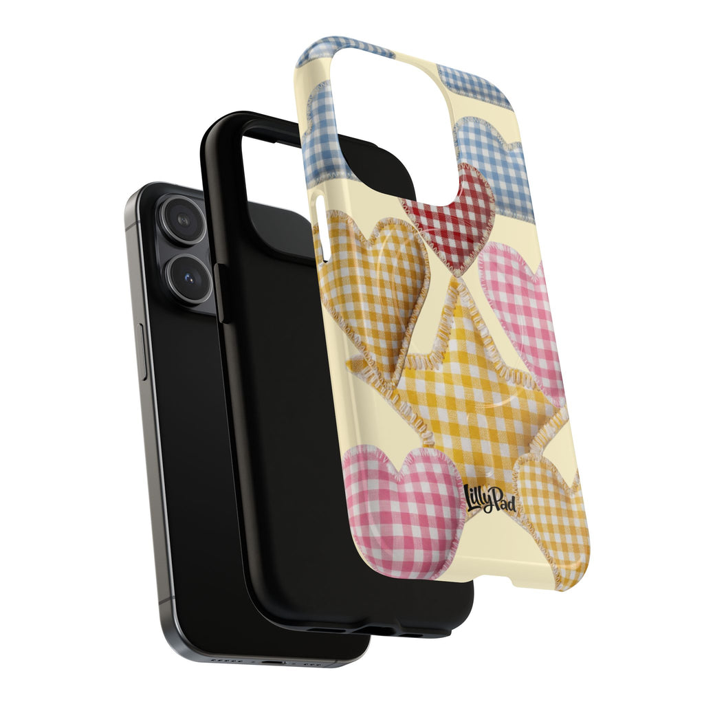 Gingham Heart Pattern Phone Case | Tough Magnetic Case