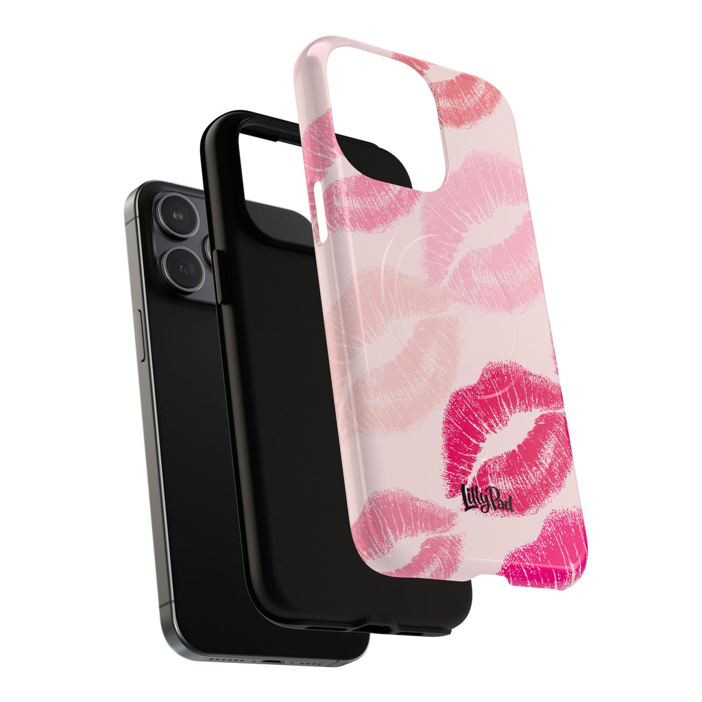 Pink Kiss Lip Print Phone Case | Tough Magnetic Case
