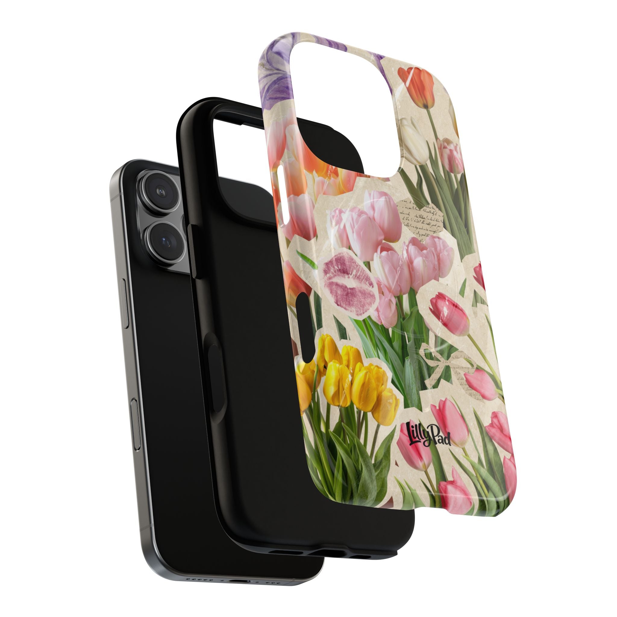 Vintage Tulip Collage Tough Phone Case | Floral iPhone Magnetic Case