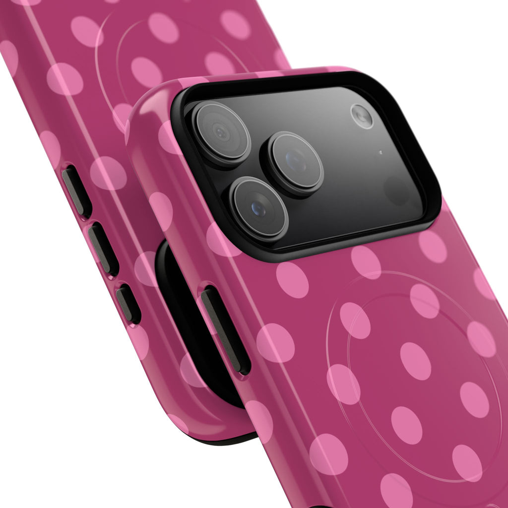 Pink Polka Dot Tough Magnetic Case | Phone Cover, MagSafe Compatible