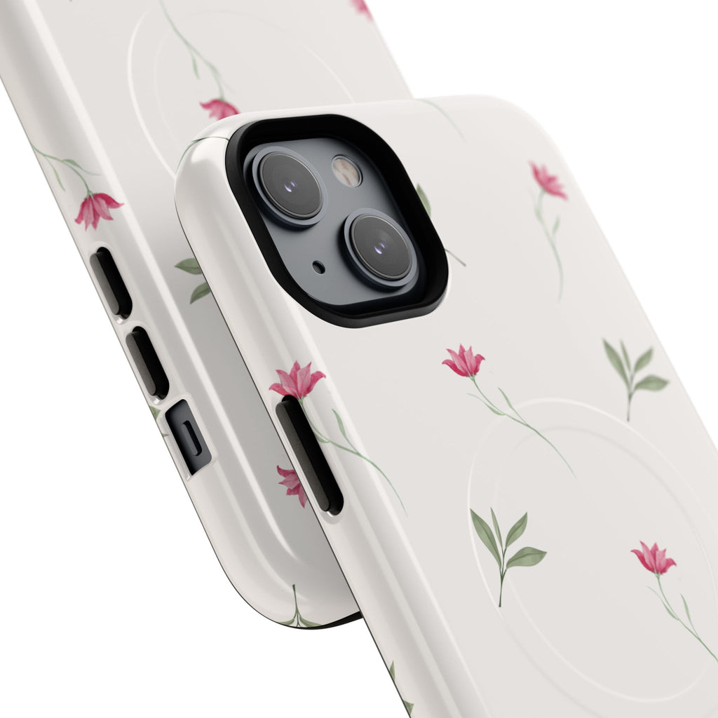 Minimal Pink Wildflowers Phone Case | Magnetic Case