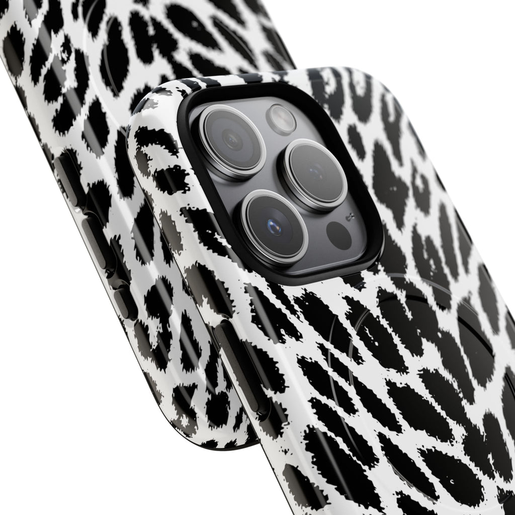 Black White Leopard Print Phone Case | Tough Magnetic Case
