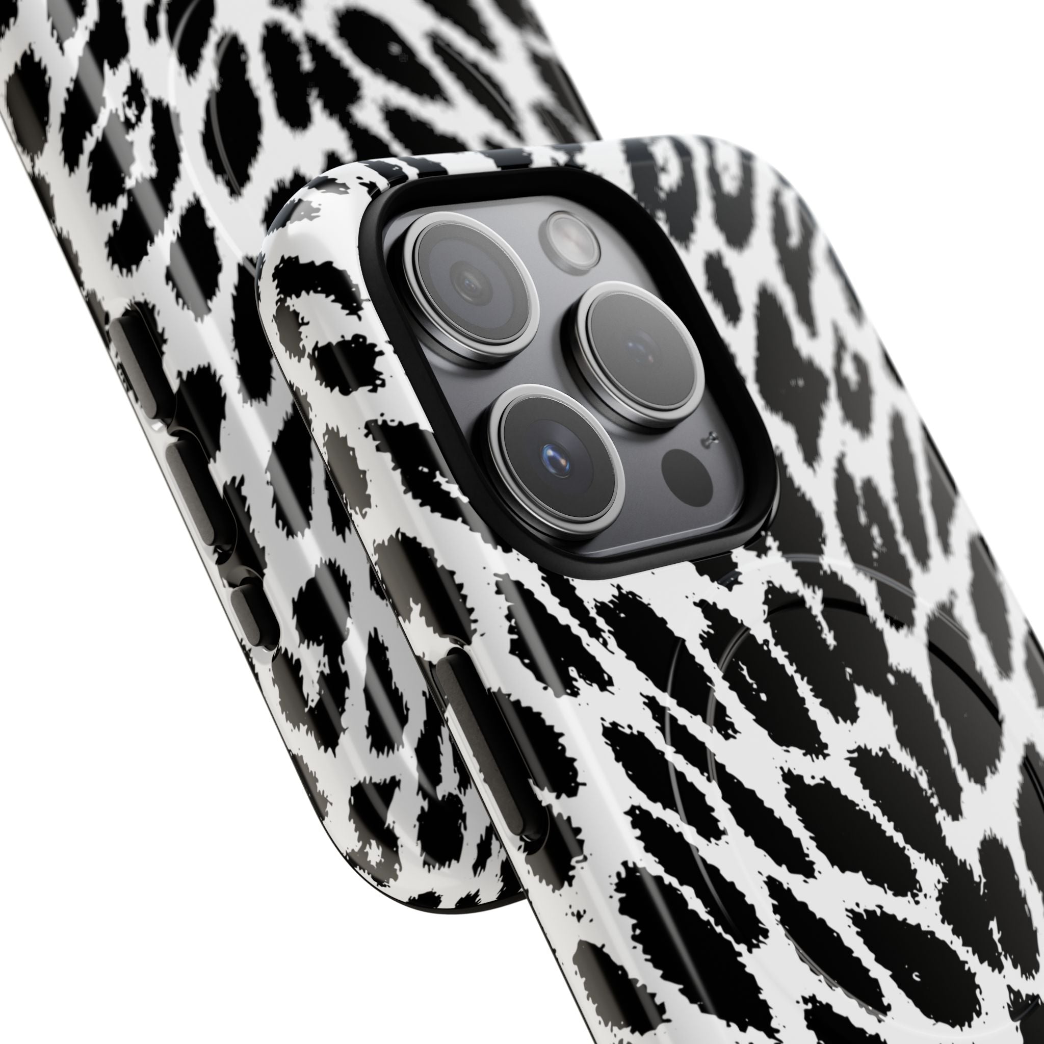 Black White Leopard Print Phone Case | Tough Magnetic Case