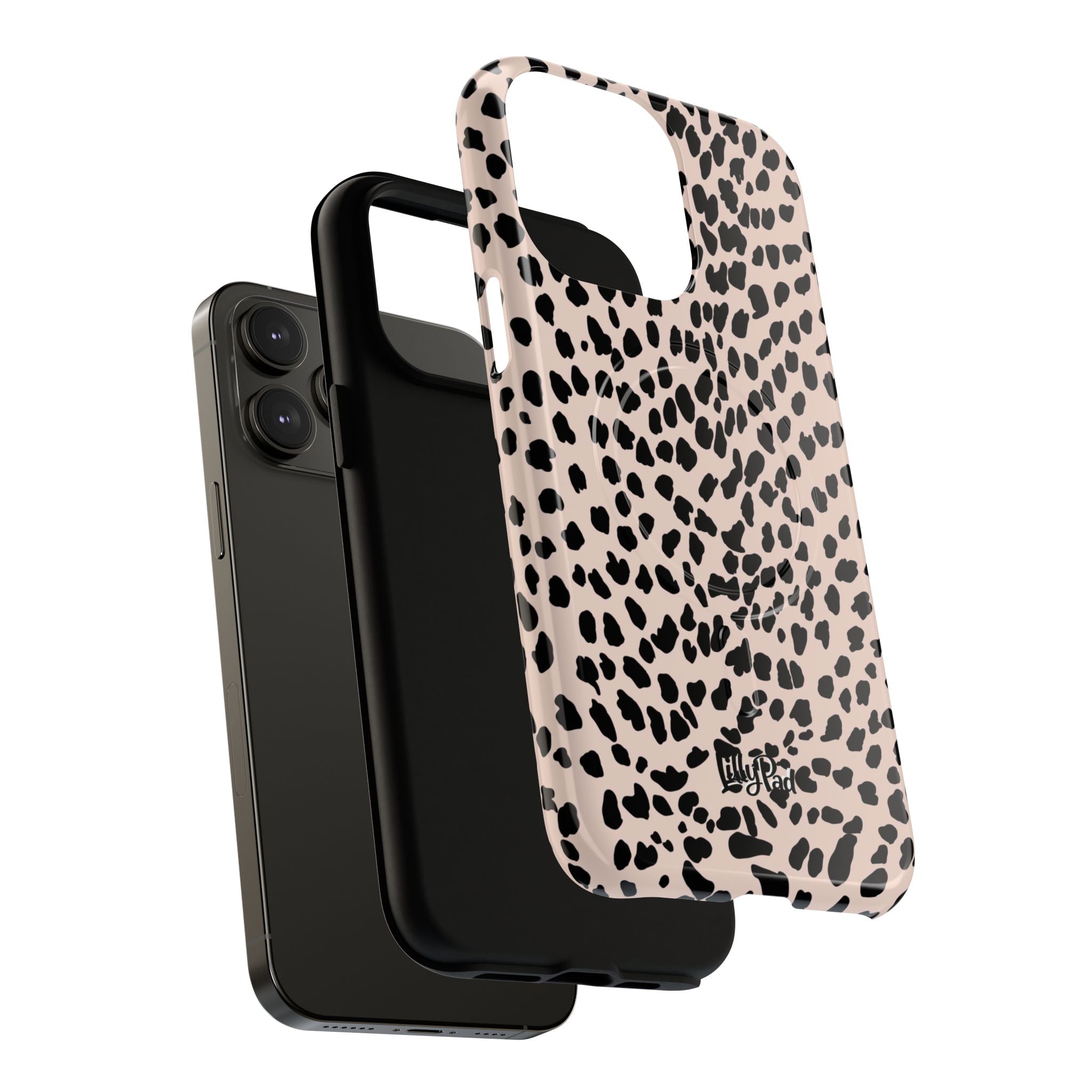 Leopard Print Phone Case Tough Magnetic Case | Pink Black Spot iPhone Cover