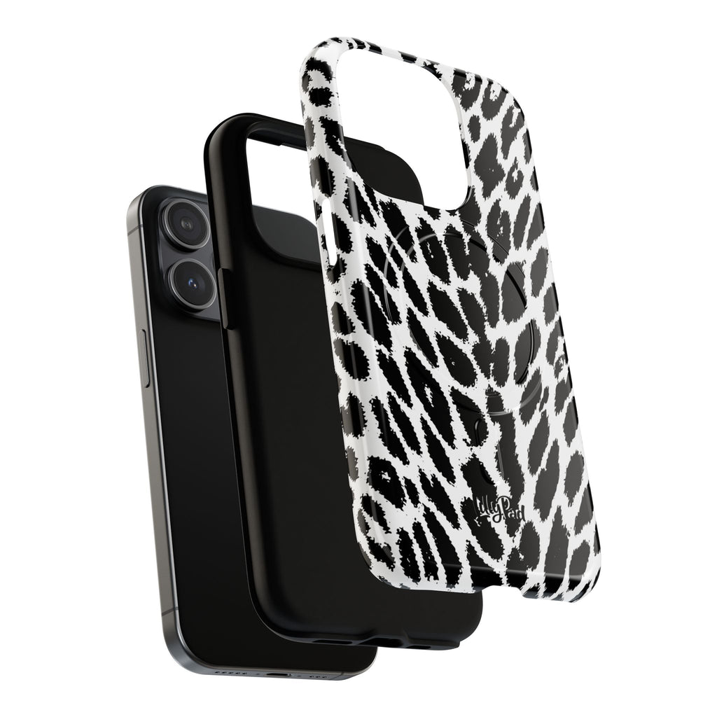 Black White Leopard Print Phone Case | Tough Magnetic Case
