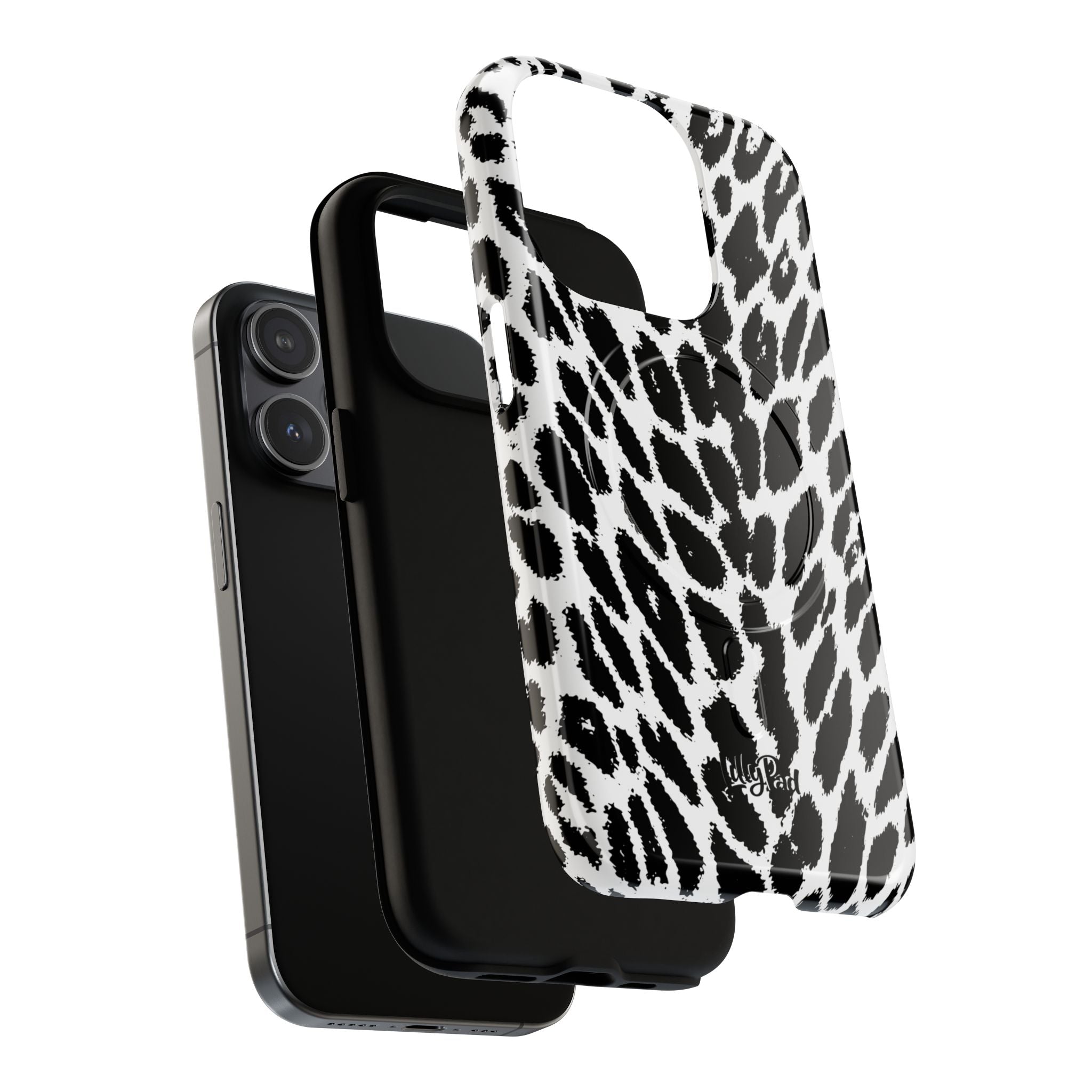 Black White Leopard Print Phone Case | Tough Magnetic Case