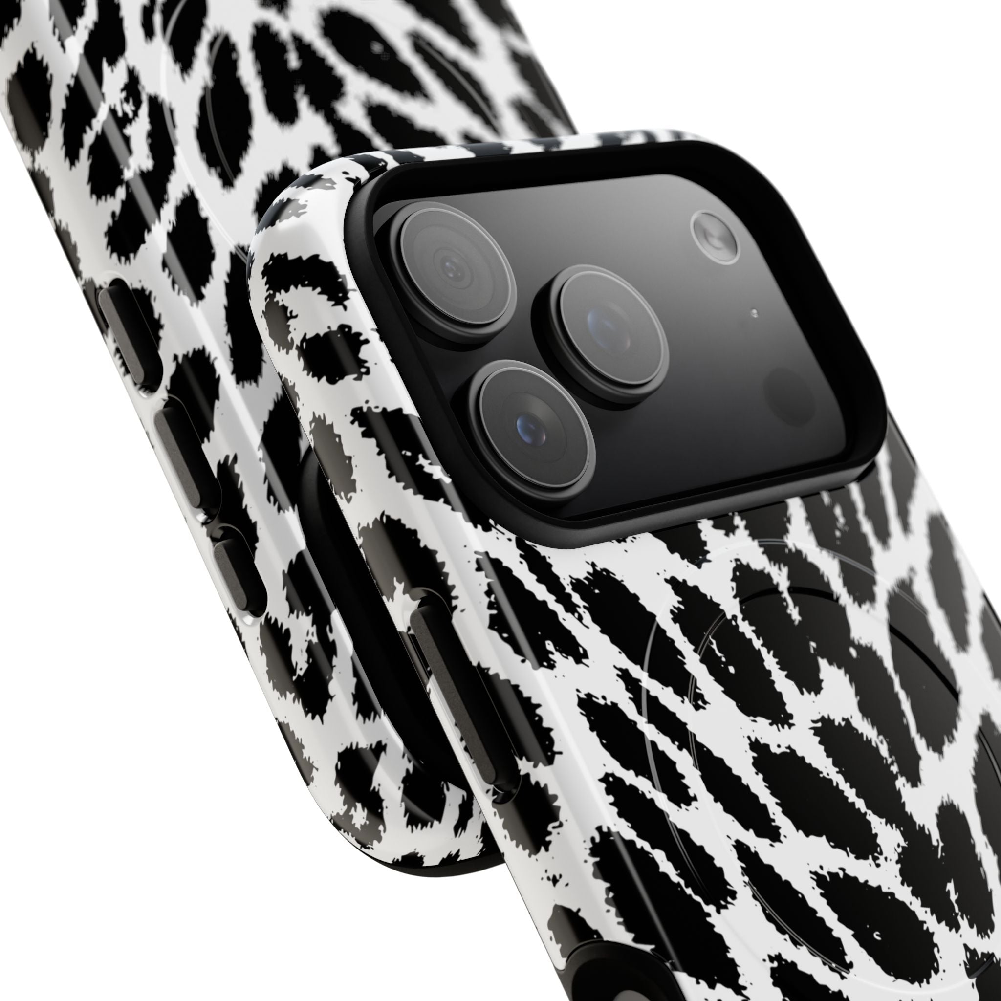 Black White Leopard Print Phone Case | Tough Magnetic Case