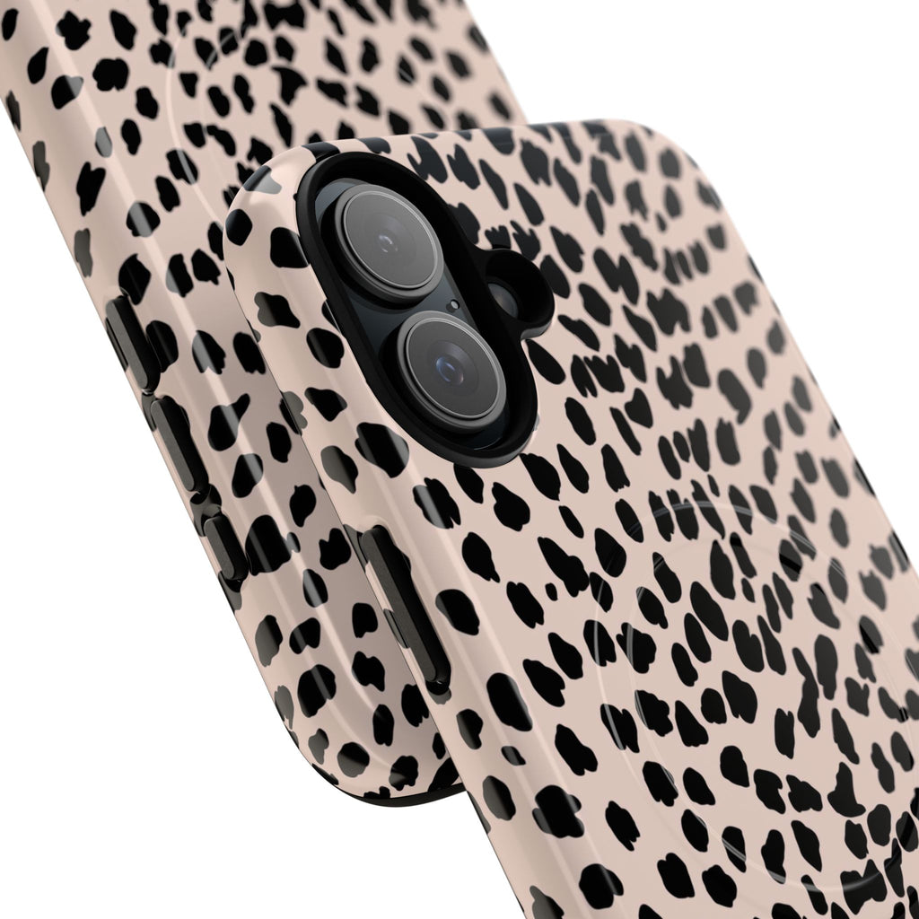 Leopard Print Phone Case Tough Magnetic Case | Pink Black Spot iPhone Cover