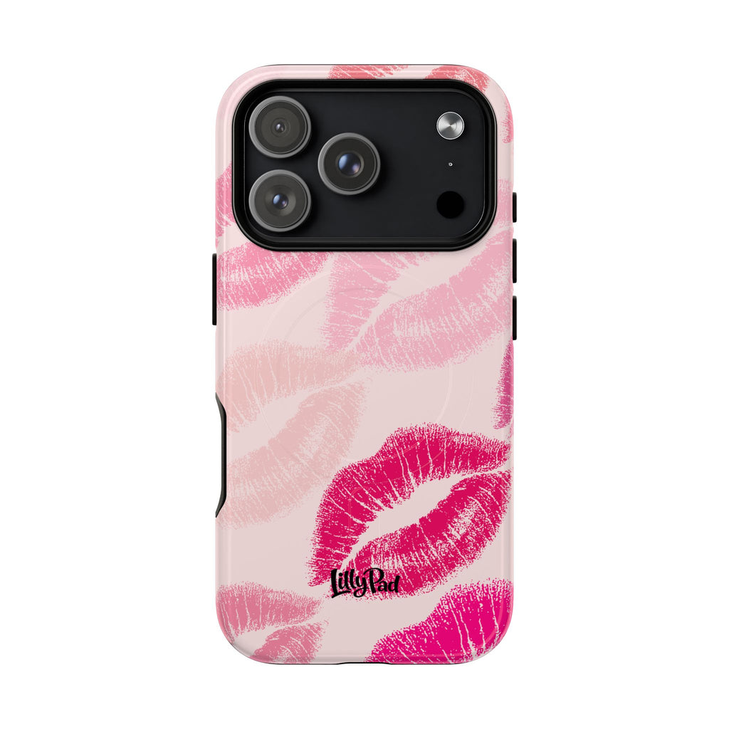 Pink Kiss Lip Print Phone Case | Tough Magnetic Case