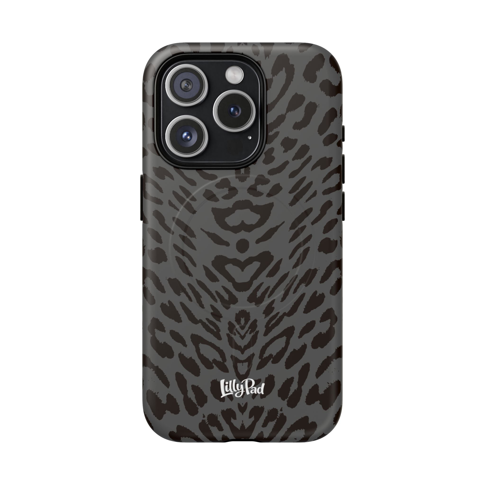 Leopard Print Magnetic Phone Case | Tough Magnetic Case, Black Animal Pattern