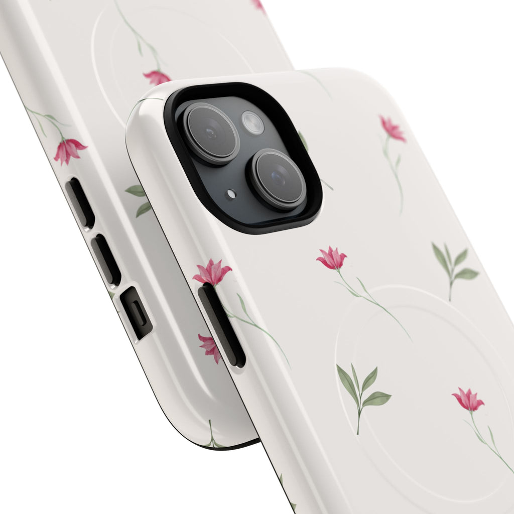 Minimal Pink Wildflowers Phone Case | Magnetic Case