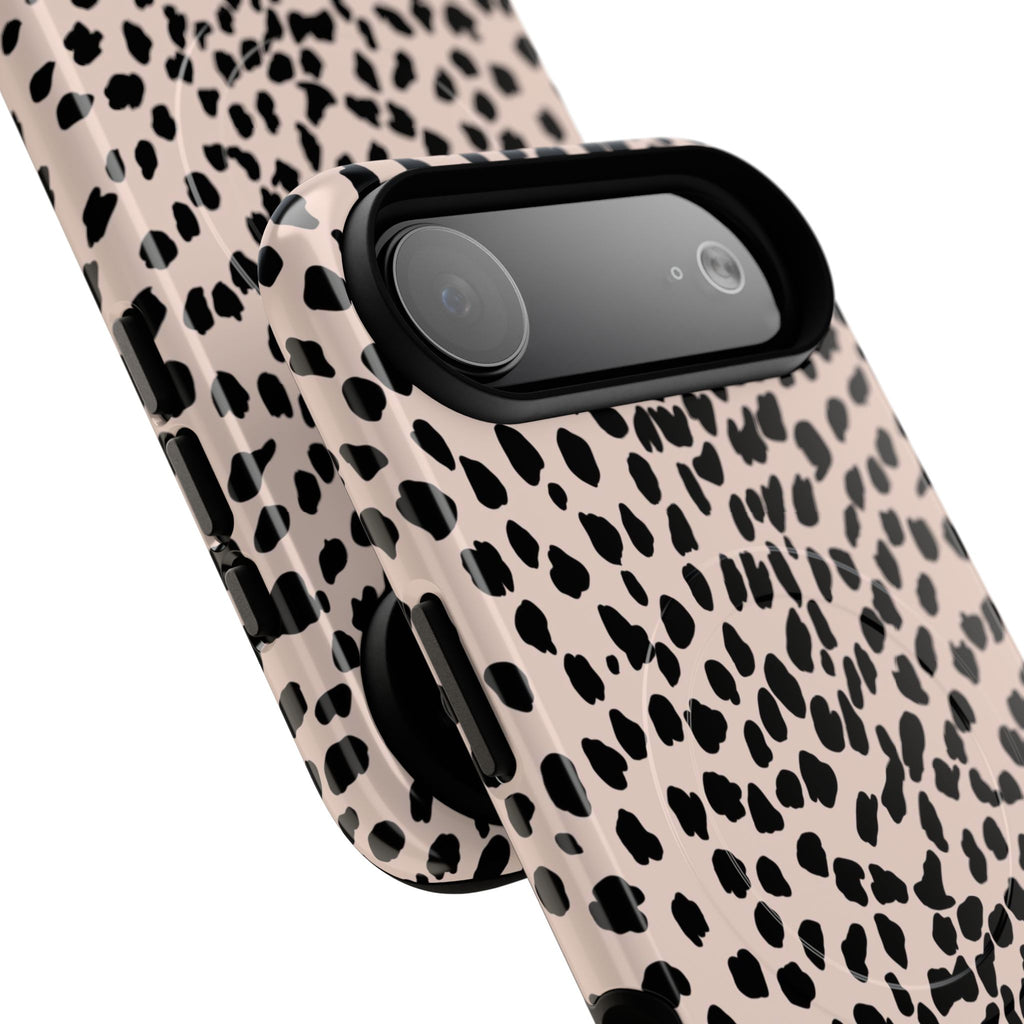 Leopard Print Phone Case Tough Magnetic Case | Pink Black Spot iPhone Cover