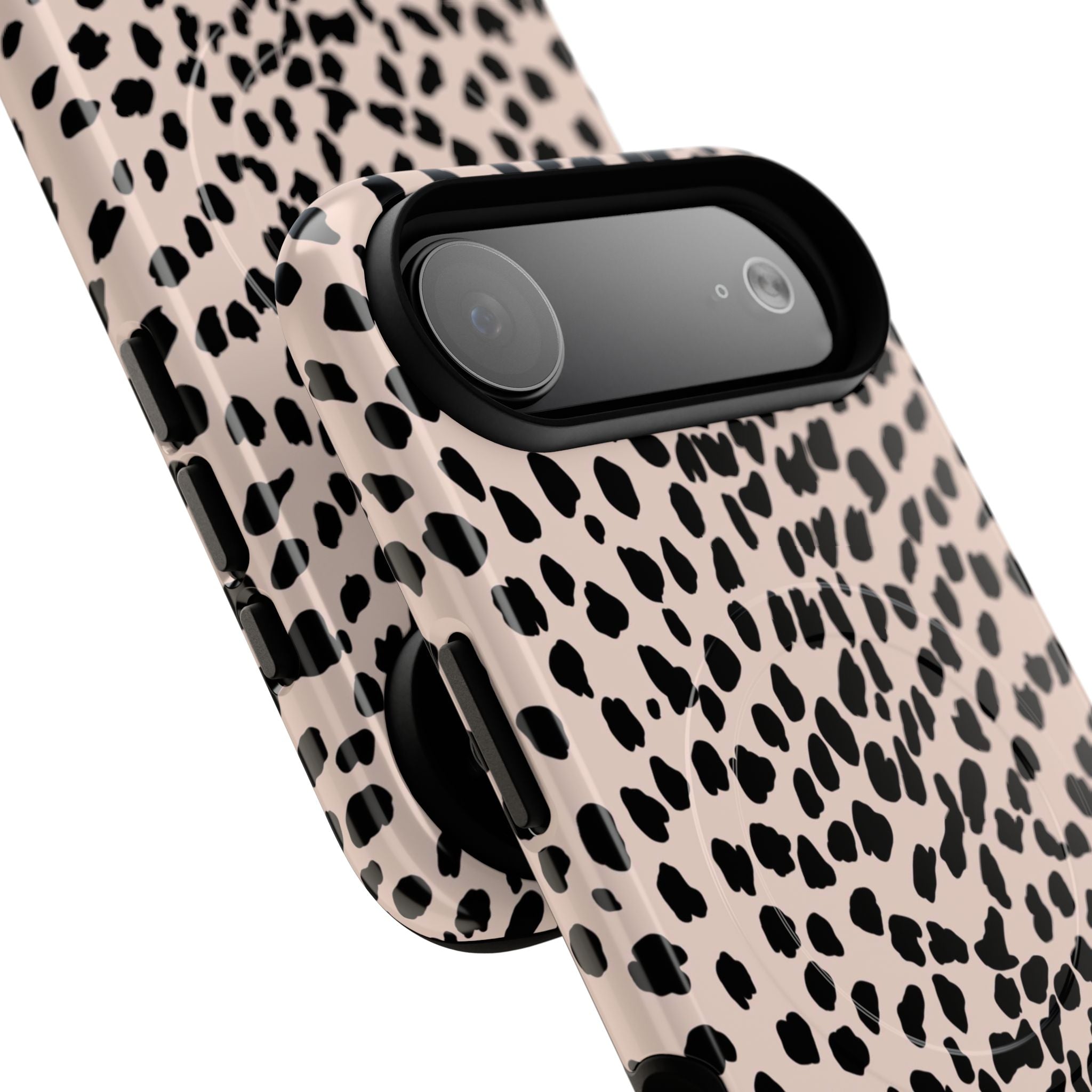 Leopard Print Phone Case Tough Magnetic Case | Pink Black Spot iPhone Cover