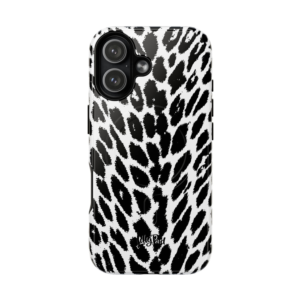 Black White Leopard Print Phone Case | Tough Magnetic Case