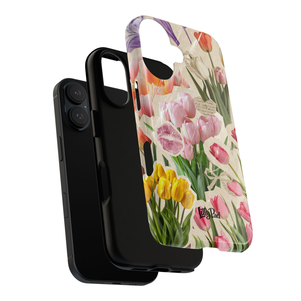 Vintage Tulip Collage Tough Phone Case | Floral iPhone Magnetic Case