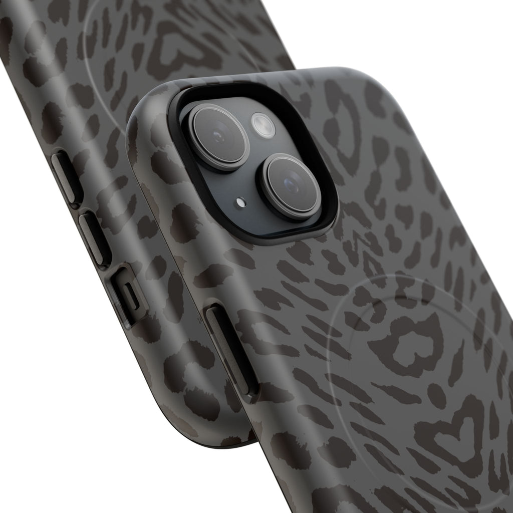 Leopard Print Magnetic Phone Case | Tough Magnetic Case, Black Animal Pattern