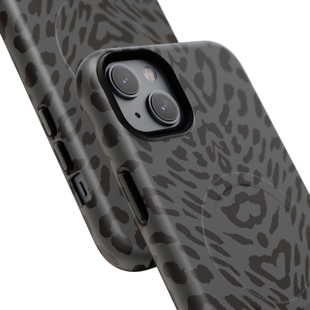 Leopard Print Magnetic Phone Case | Tough Magnetic Case, Black Animal Pattern