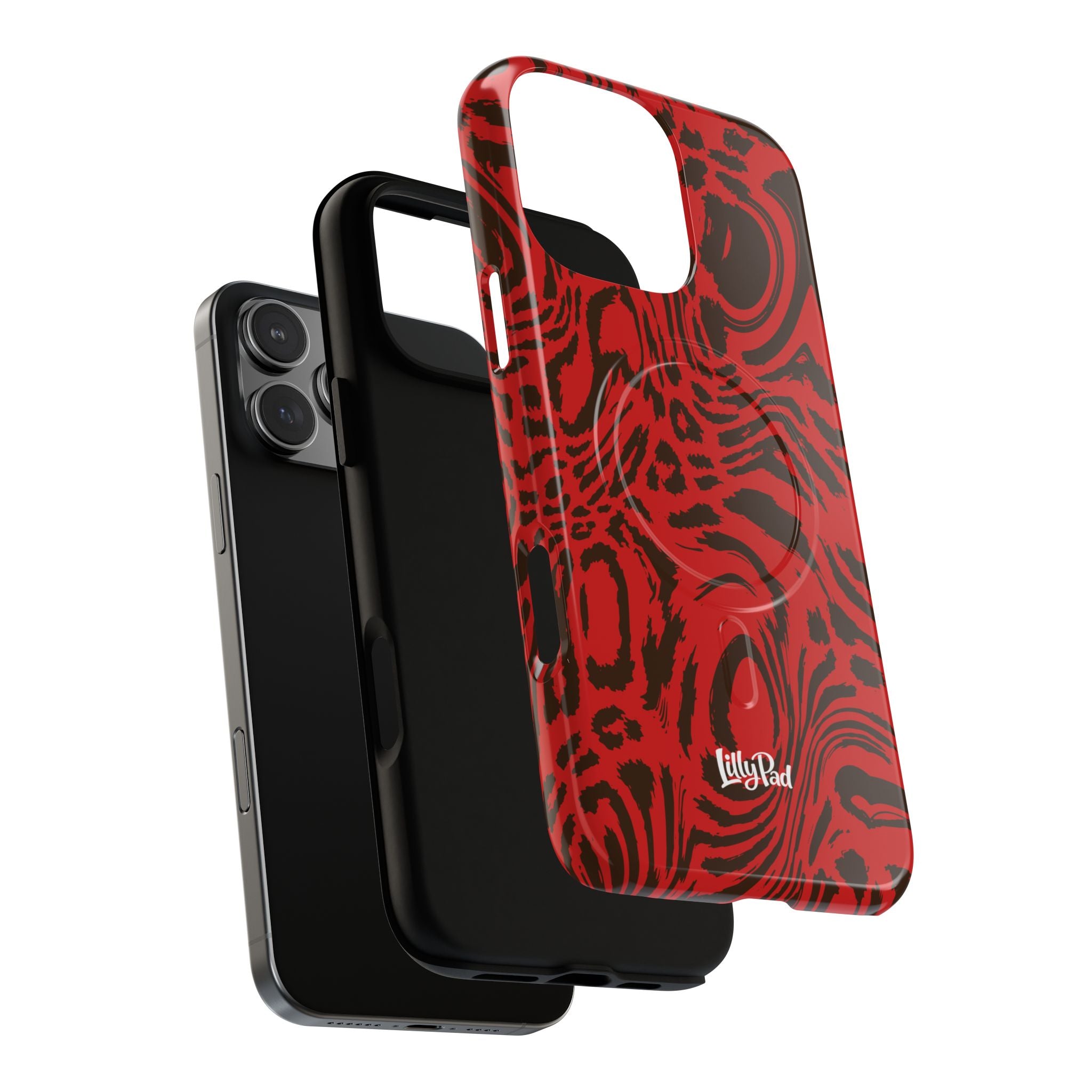 Red Black Swirl Pattern Phone Case | Tough Magnetic Case