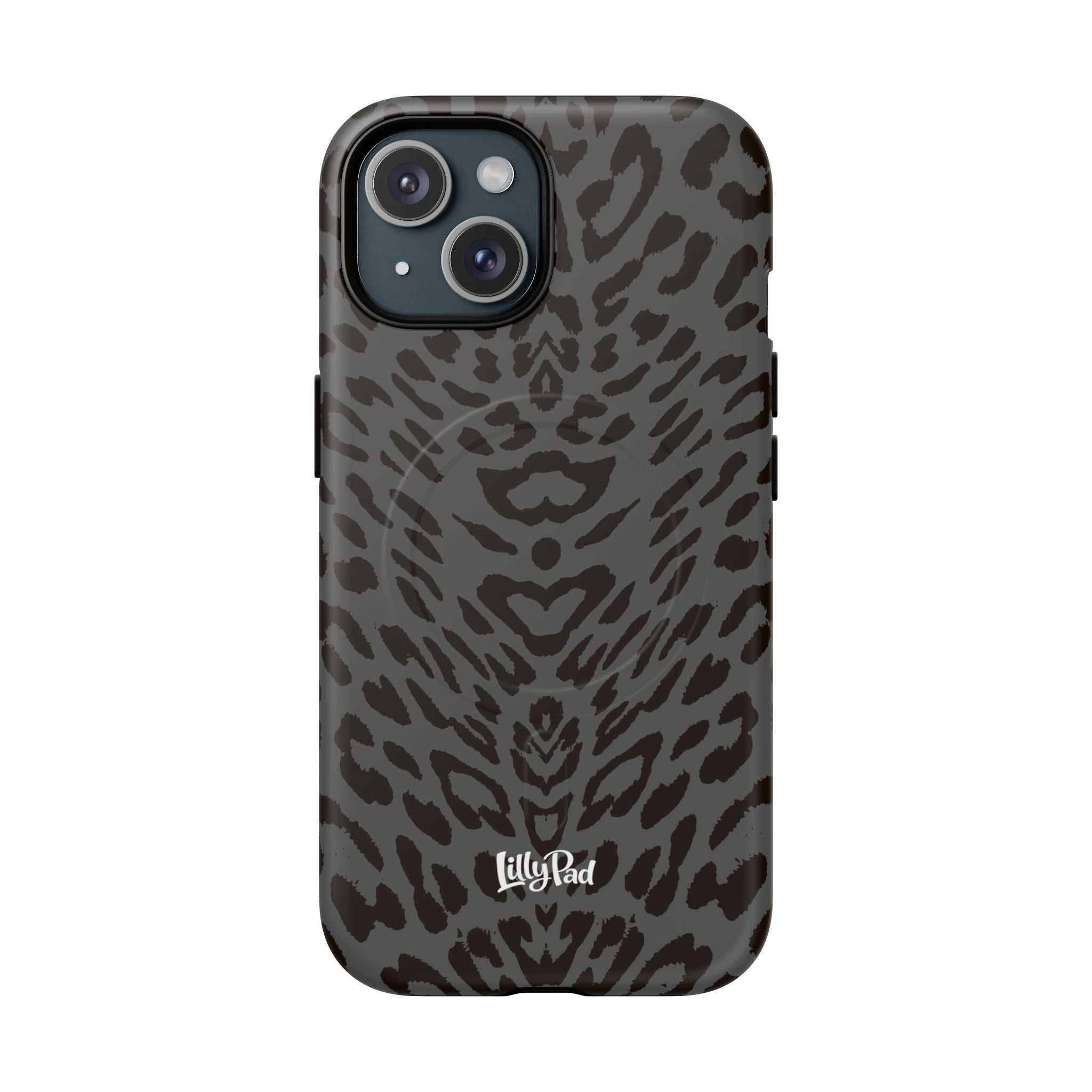 Leopard Print Magnetic Phone Case | Tough Magnetic Case, Black Animal Pattern