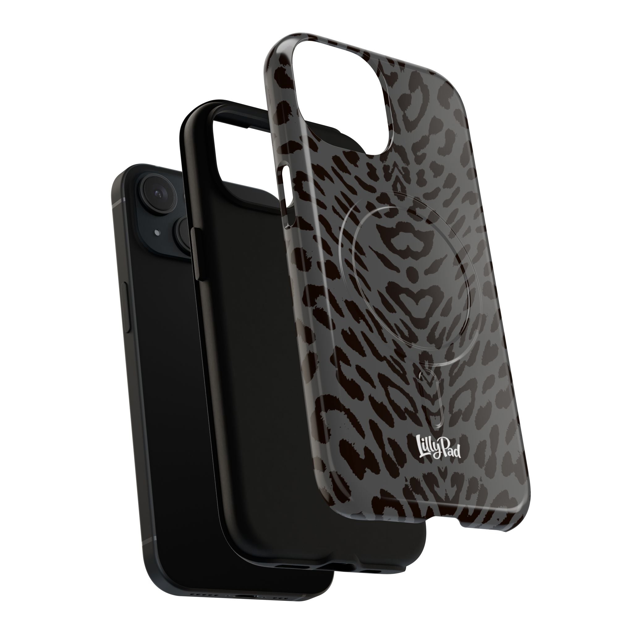 Leopard Print Magnetic Phone Case | Tough Magnetic Case, Black Animal Pattern