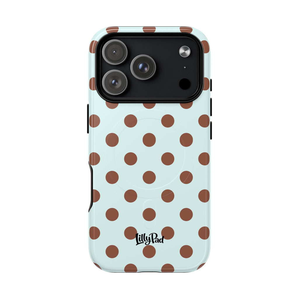 Brown Polka Dot on Mint Phone Case | Tough Magnetic Case