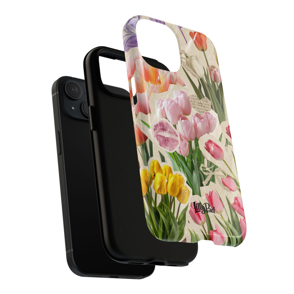 Vintage Tulip Collage Tough Phone Case | Floral iPhone Magnetic Case