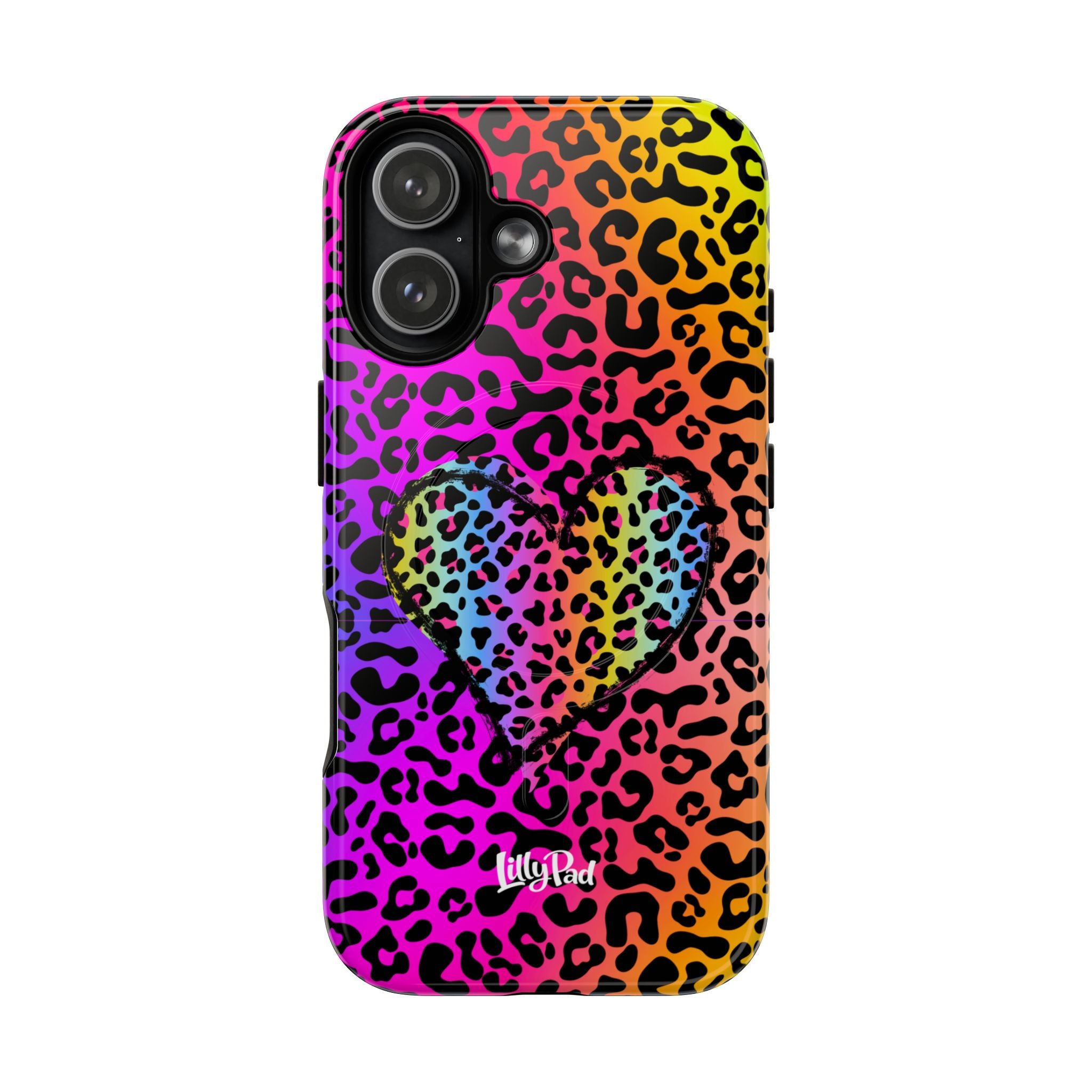 Rainbow Leopard Heart Phone Case | Tough Magnetic Case