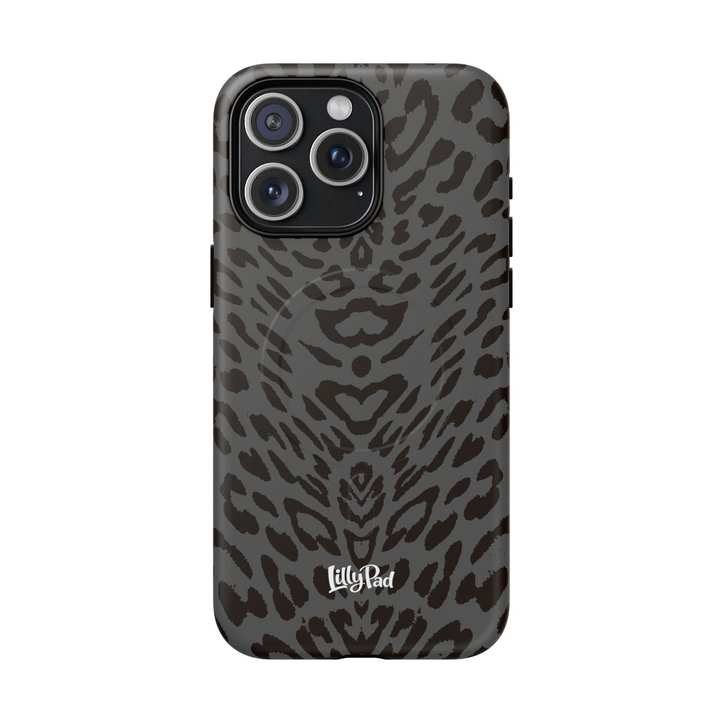 Leopard Print Magnetic Phone Case | Tough Magnetic Case, Black Animal Pattern