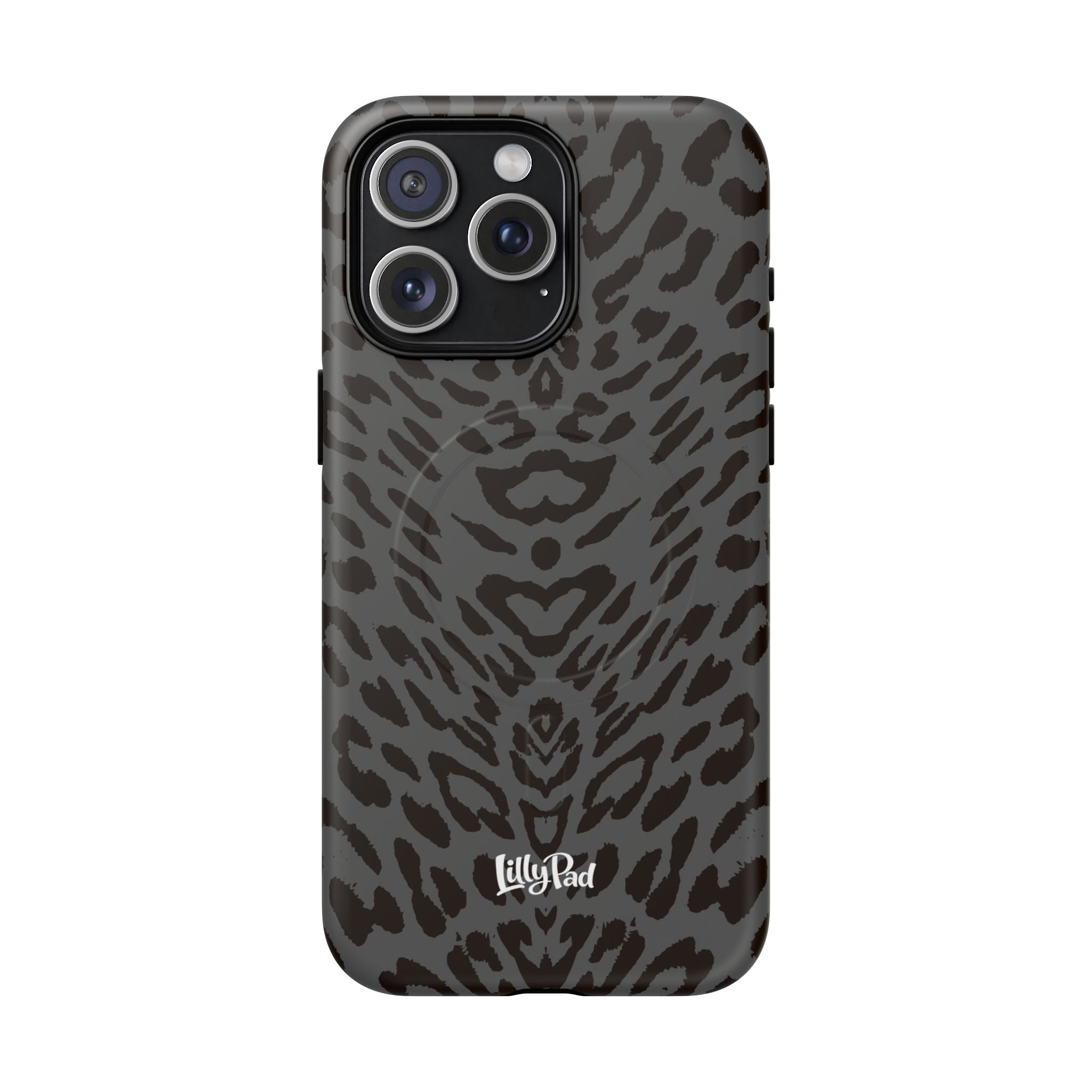 Leopard Print Magnetic Phone Case | Tough Magnetic Case, Black Animal Pattern