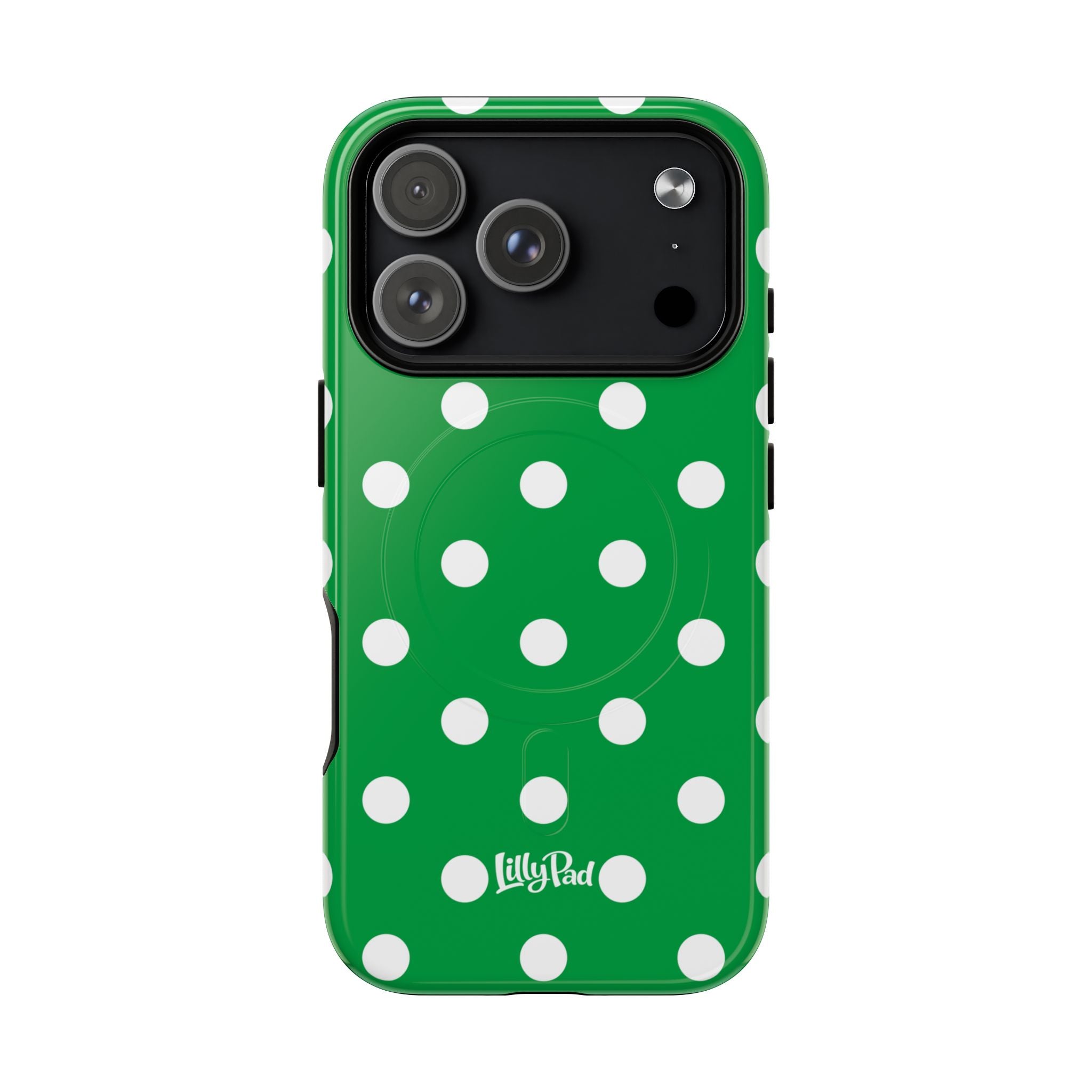 White Polka Dot Green Phone Case | Tough Magnetic Case