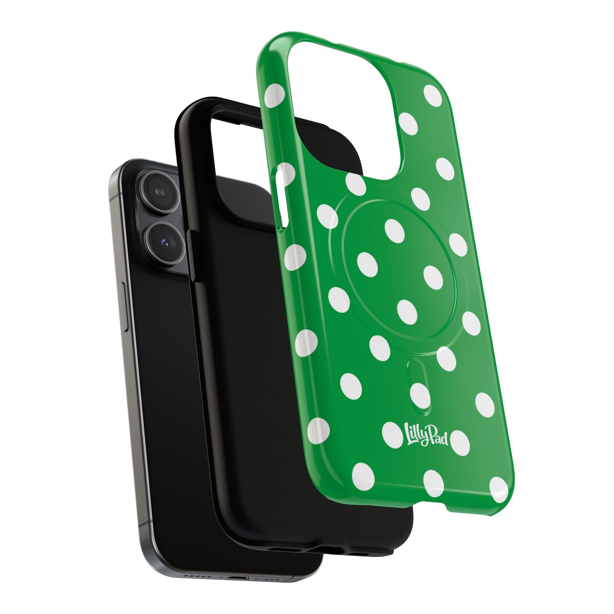 White Polka Dot Green Phone Case | Tough Magnetic Case