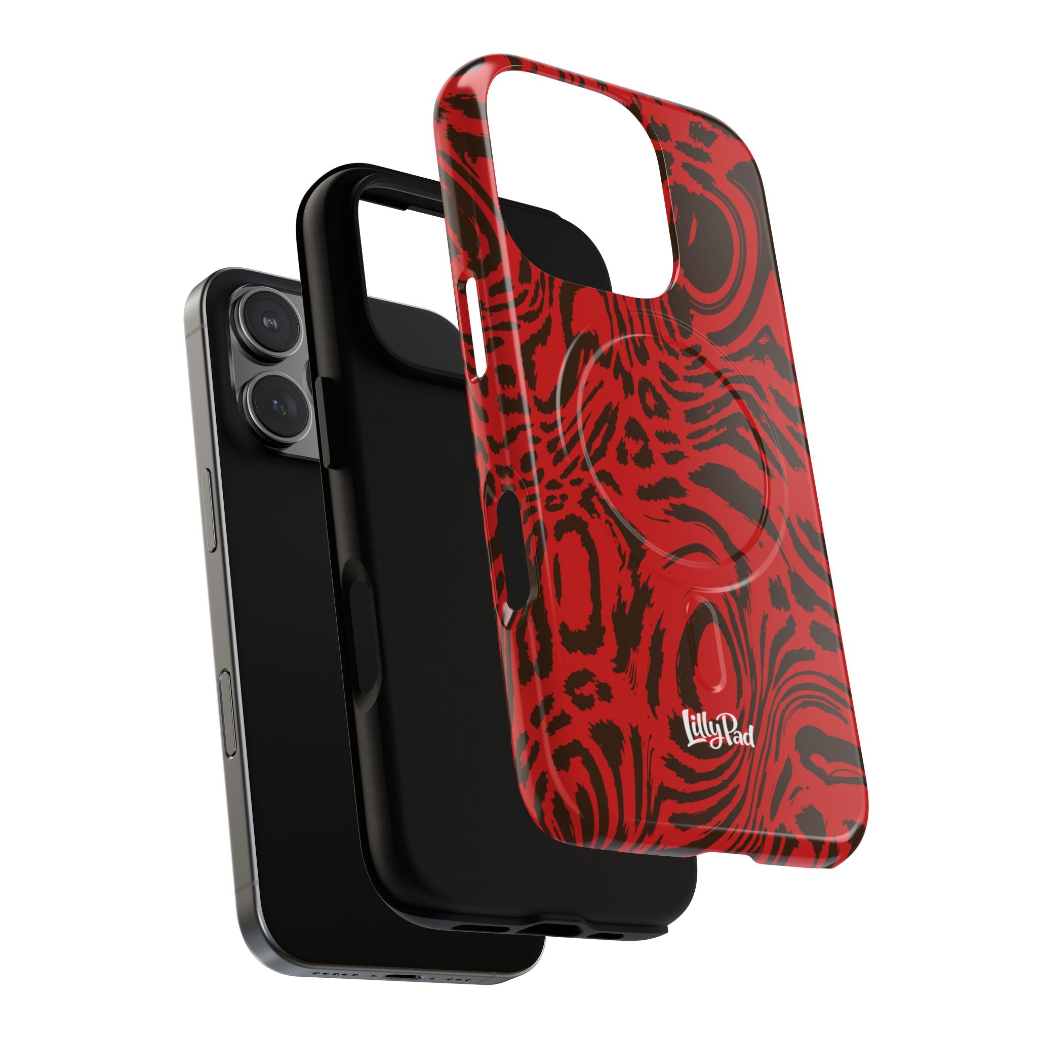 Red Black Swirl Pattern Phone Case | Tough Magnetic Case