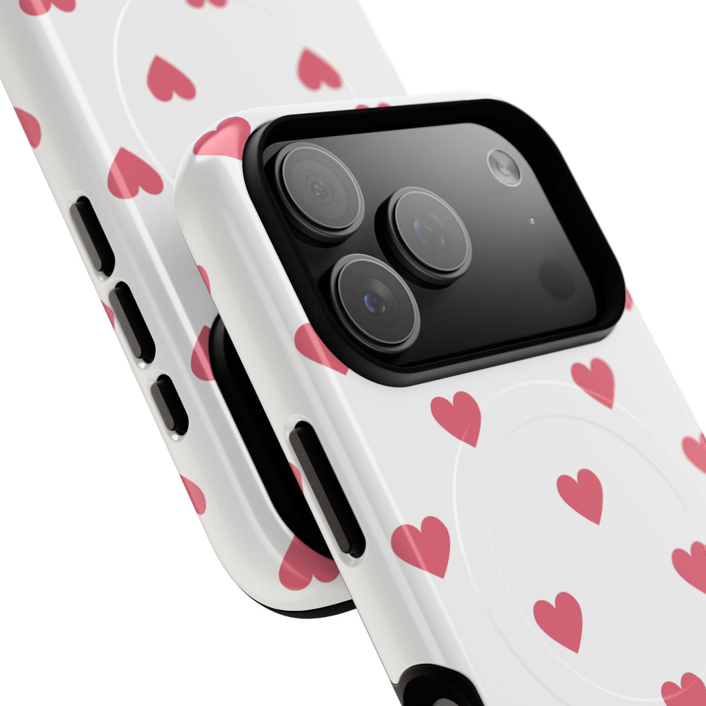 Pink Heart Pattern Phone Case | Magnetic Tough Case