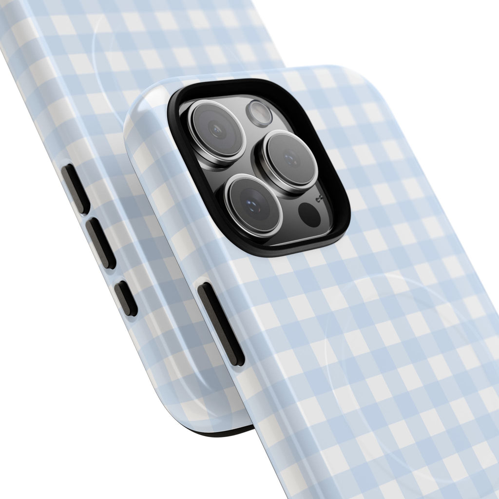 Blue Gingham Check Tough Phone Case | Plaid iPhone Cover