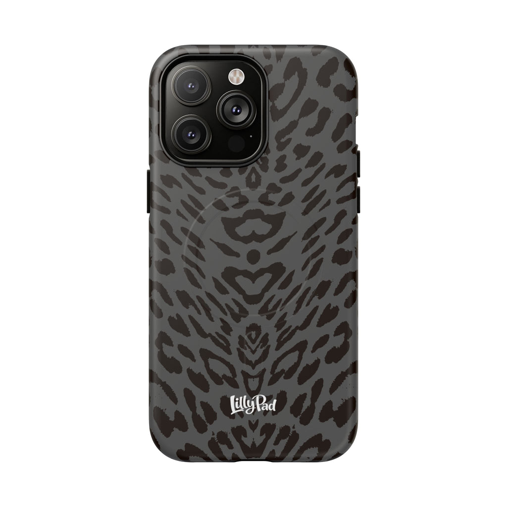 Leopard Print Magnetic Phone Case | Tough Magnetic Case, Black Animal Pattern