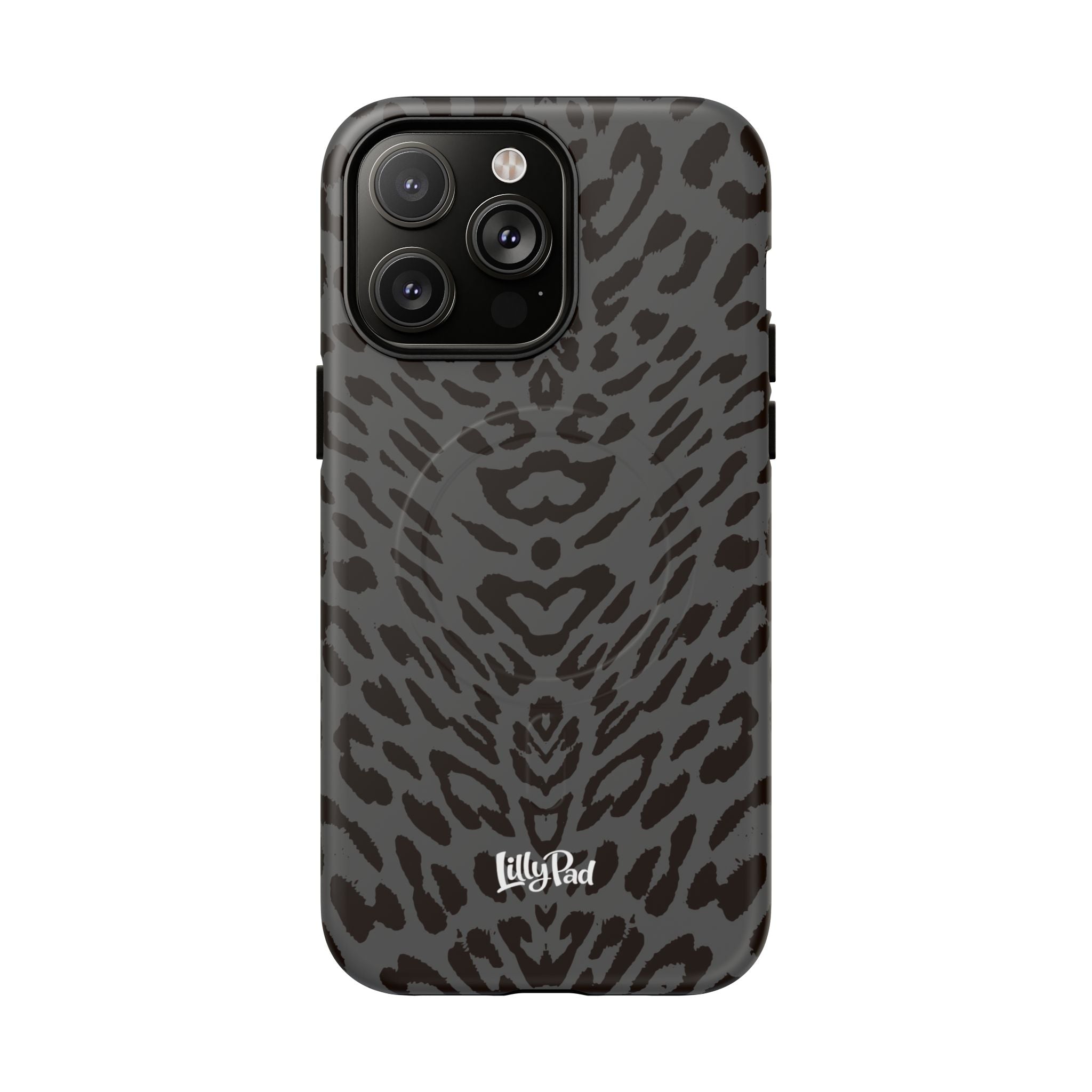 Leopard Print Magnetic Phone Case | Tough Magnetic Case, Black Animal Pattern